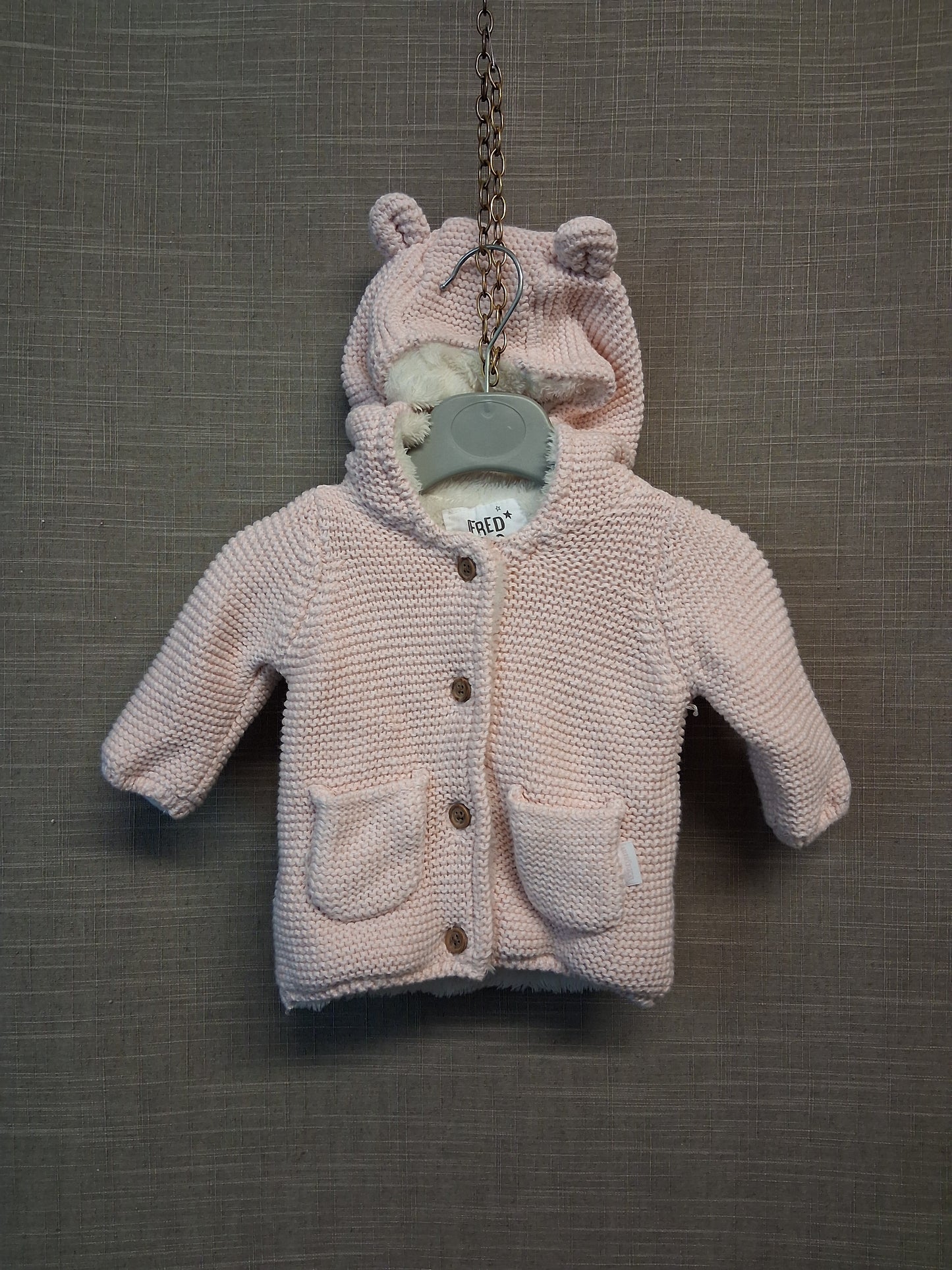 F&F Pink Hooded Cardigan Jacket Knitted Age Up to 1 Month