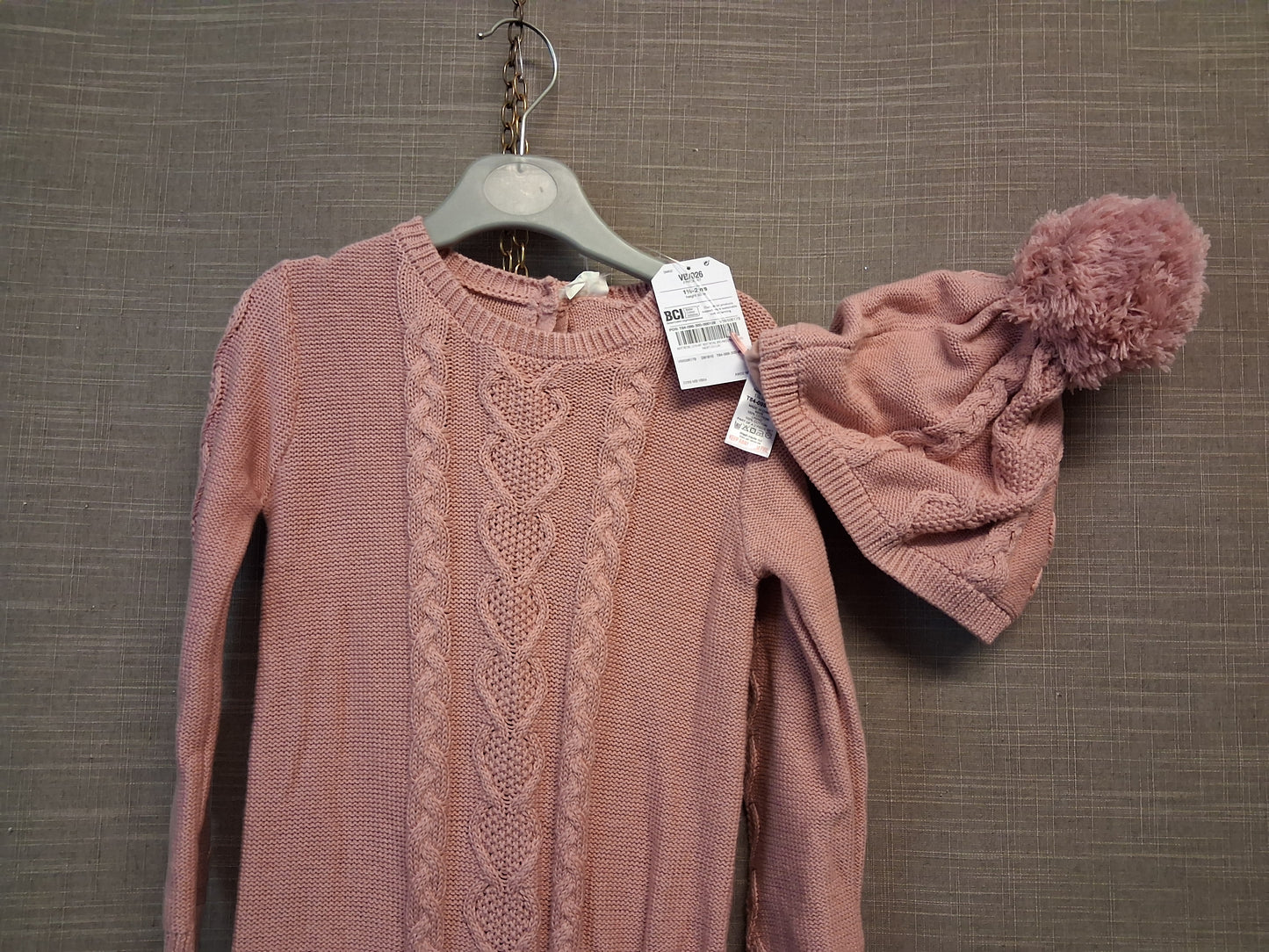 Next Pink Knitted Romper With Hat Age 18-24 Months New