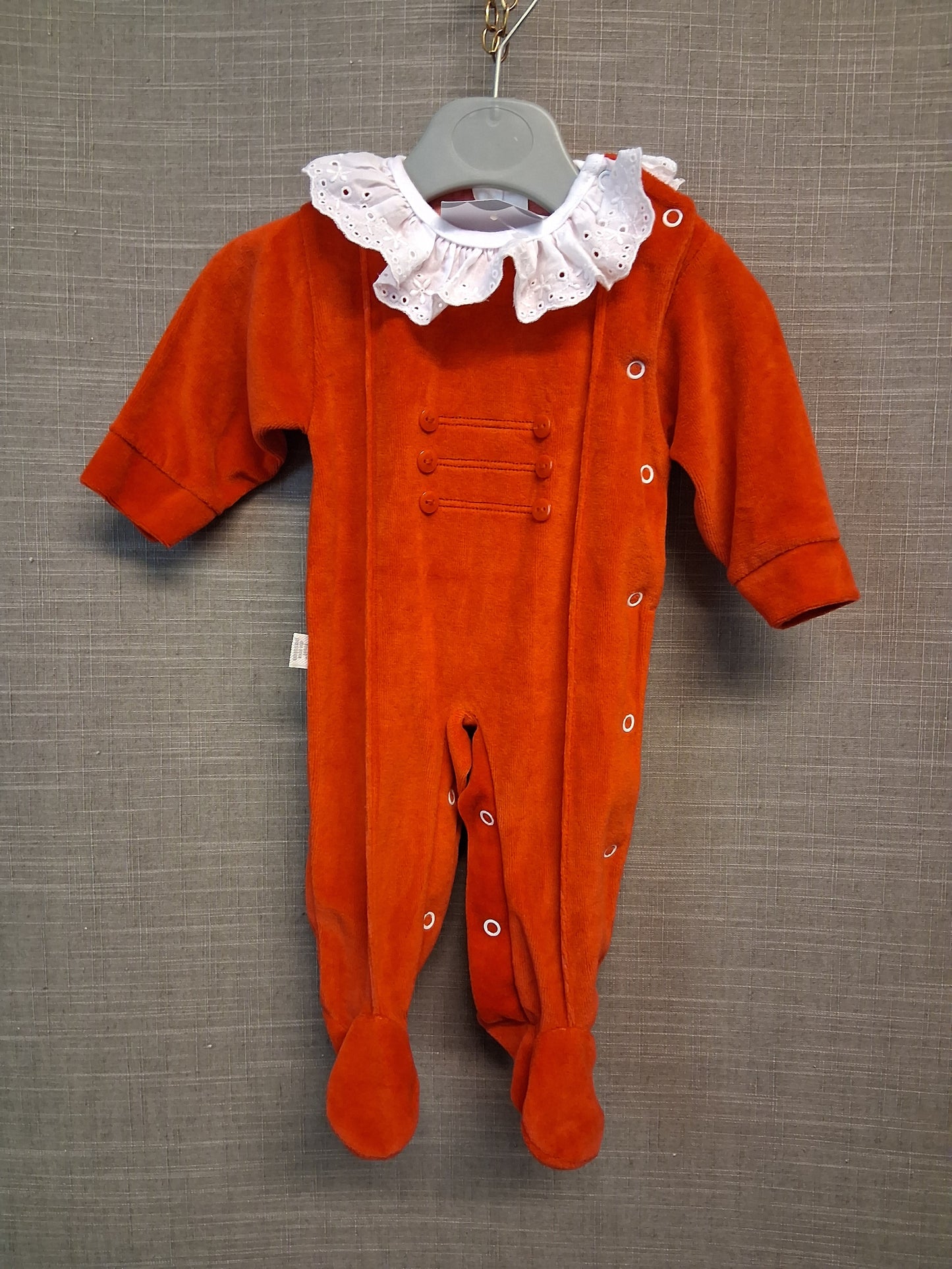 Fruit De Ma Passion Traditional Velour Sleepsuit Red 0-3 Months New