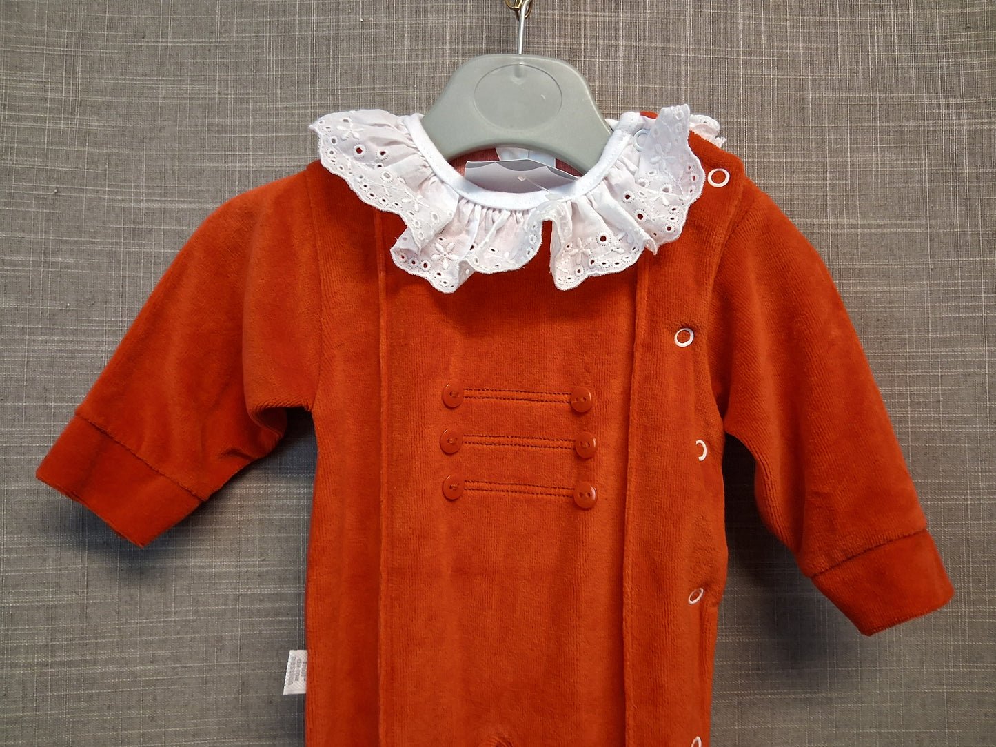Fruit De Ma Passion Traditional Velour Sleepsuit Red 0-3 Months New