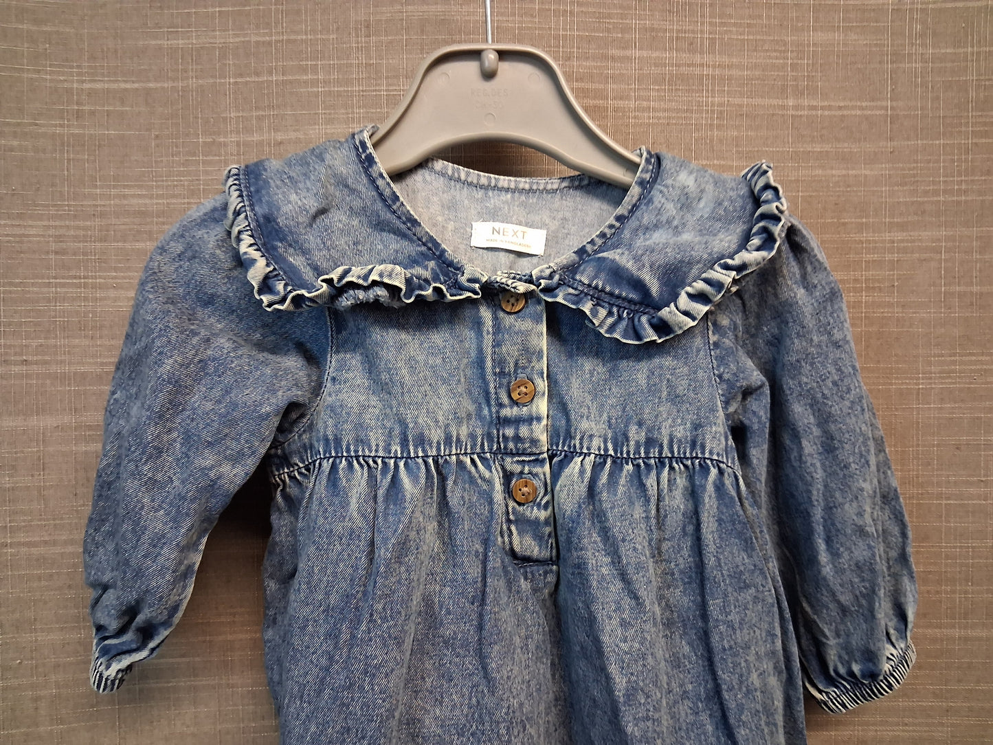 Next Girls Blue Denim Dress Age 3-6 Months