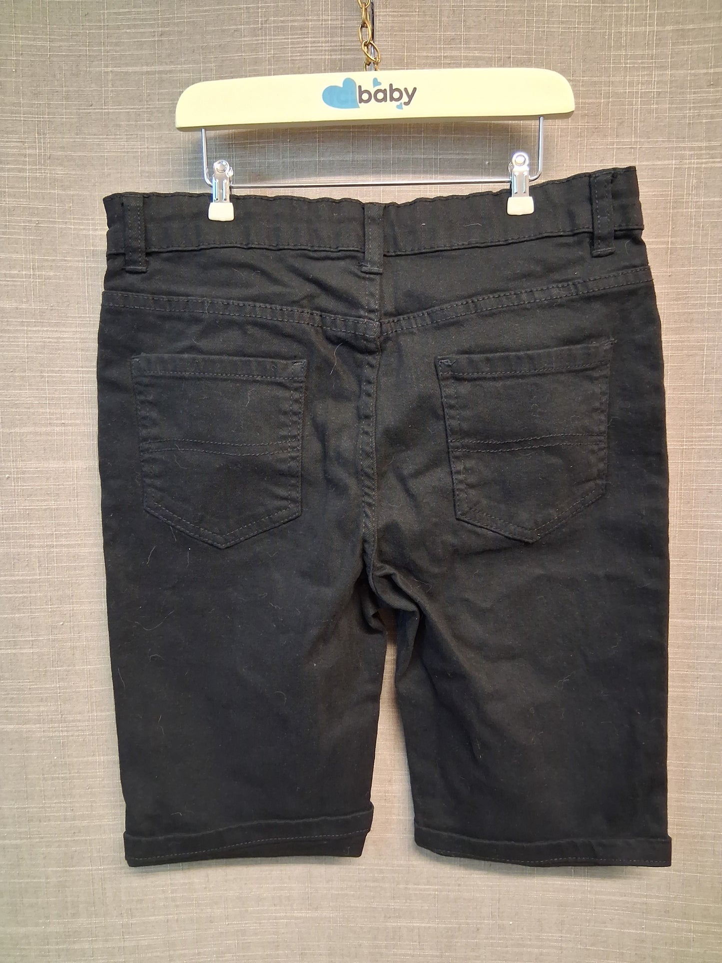Primark Boys Skinny Denim Shorts Black Age 11-12 Years New