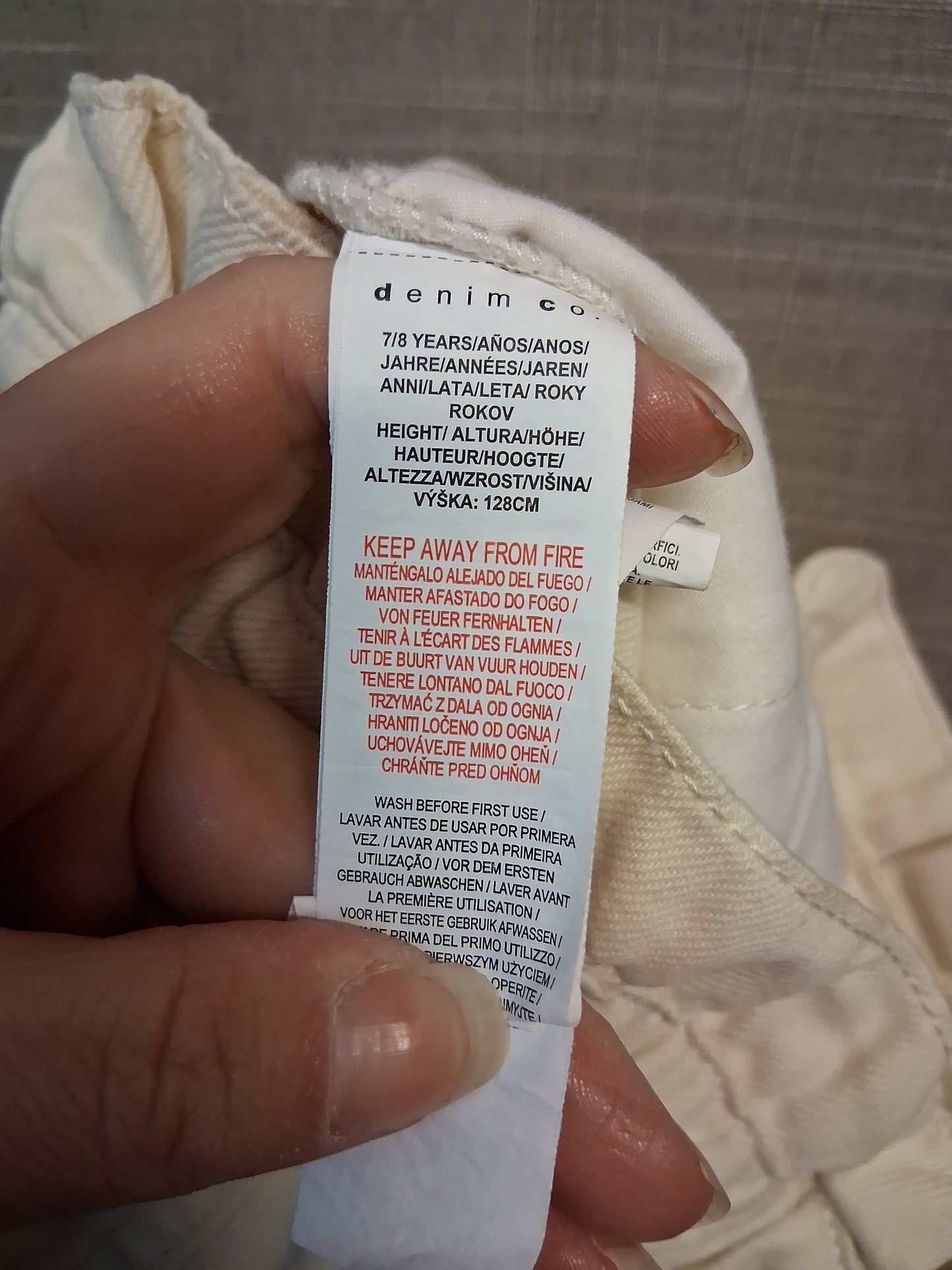 Primark Paperbag Denim Shorts Cream Age 7-8 Years
