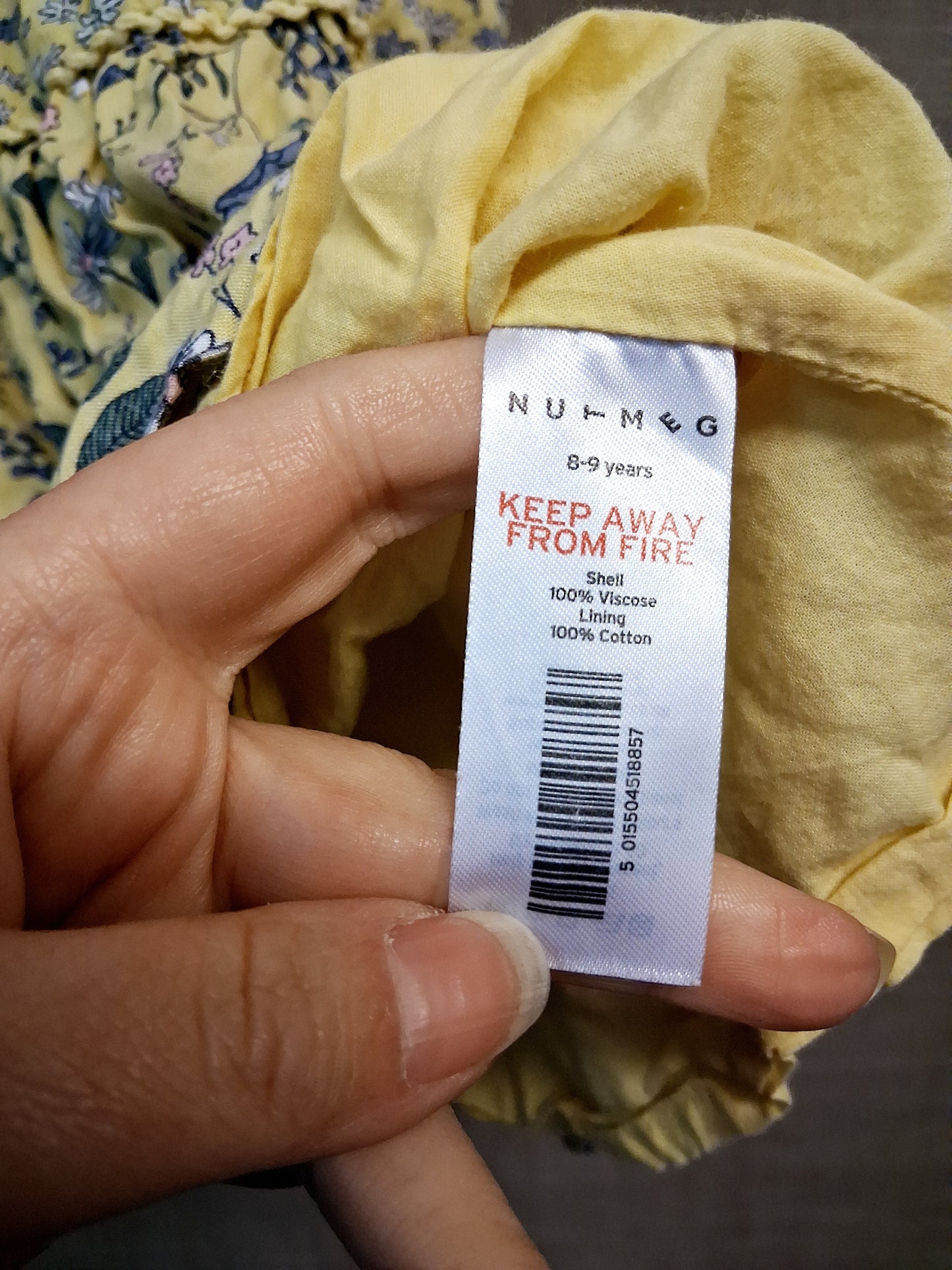 Nutmeg Girls Summer Dress Yellow Floral Lined Age 8-9 years