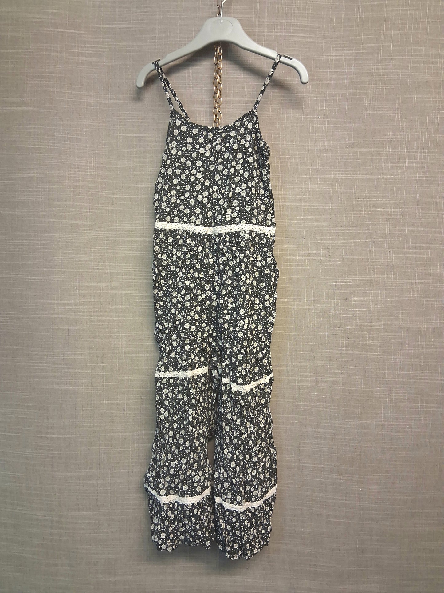 Next Girls Black Floral Jumpsuit Sleeveless Age 6 Years