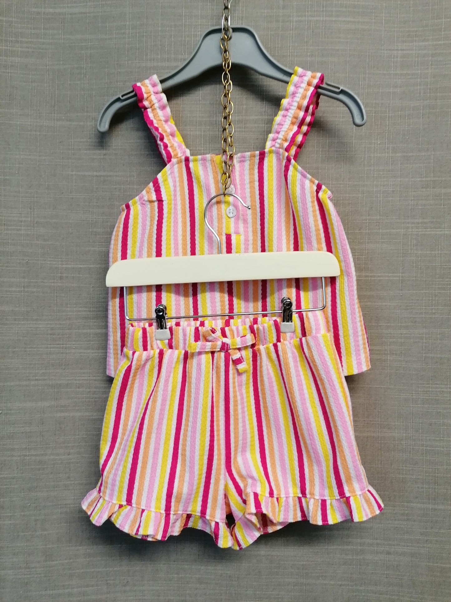 Matalan 2 Piece Summer Outfit Vest and Shorts Multicolour Stripe Age 18-24 months