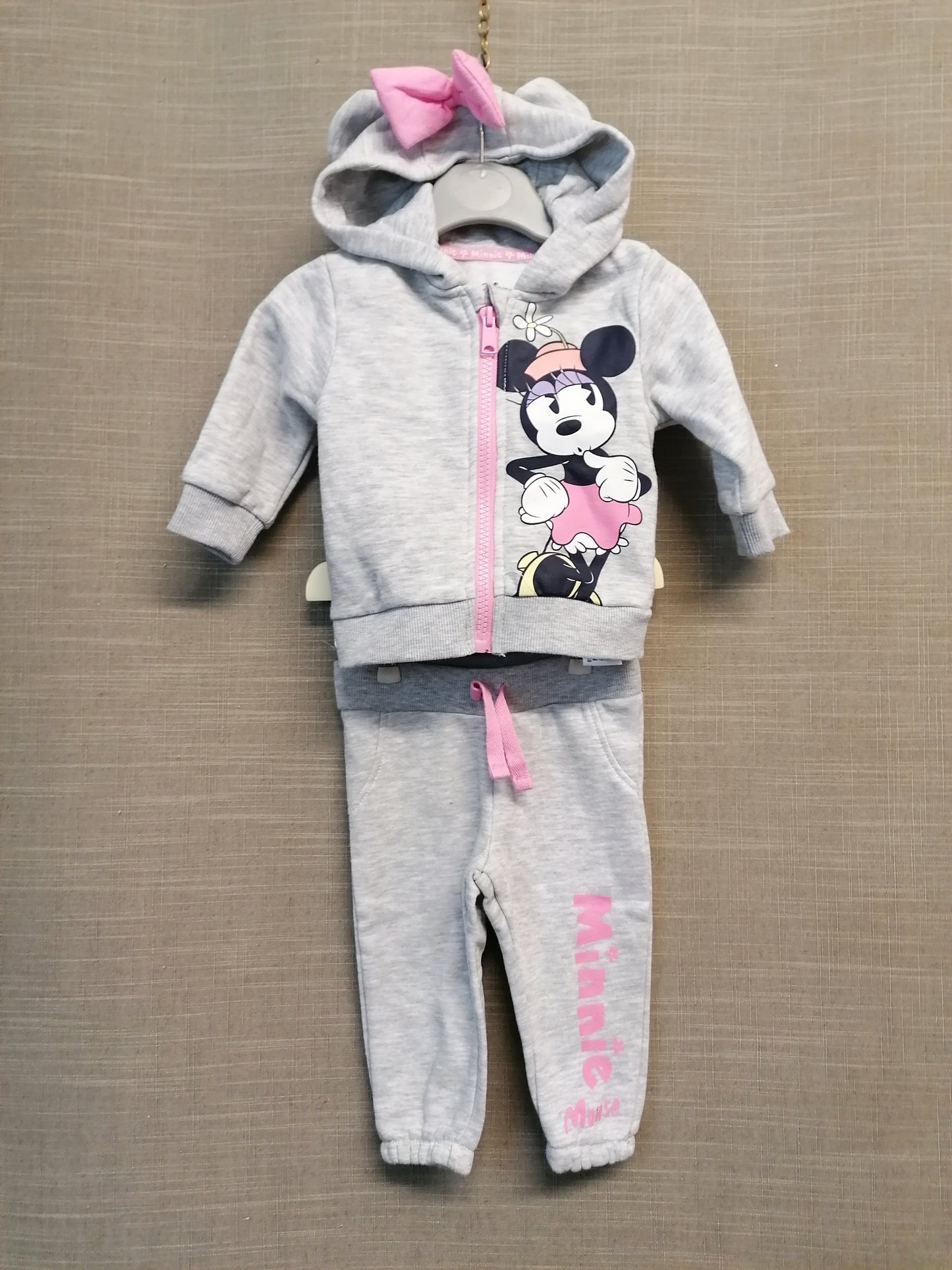Disney Primark Minnie Mouse 2 Piece Tracksuit Grey Age 3-6 Months