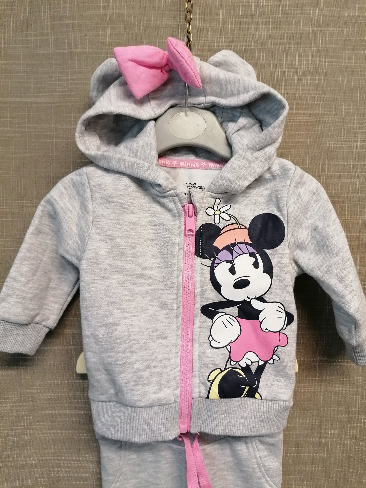Disney Primark Minnie Mouse 2 Piece Tracksuit Grey Age 3-6 Months