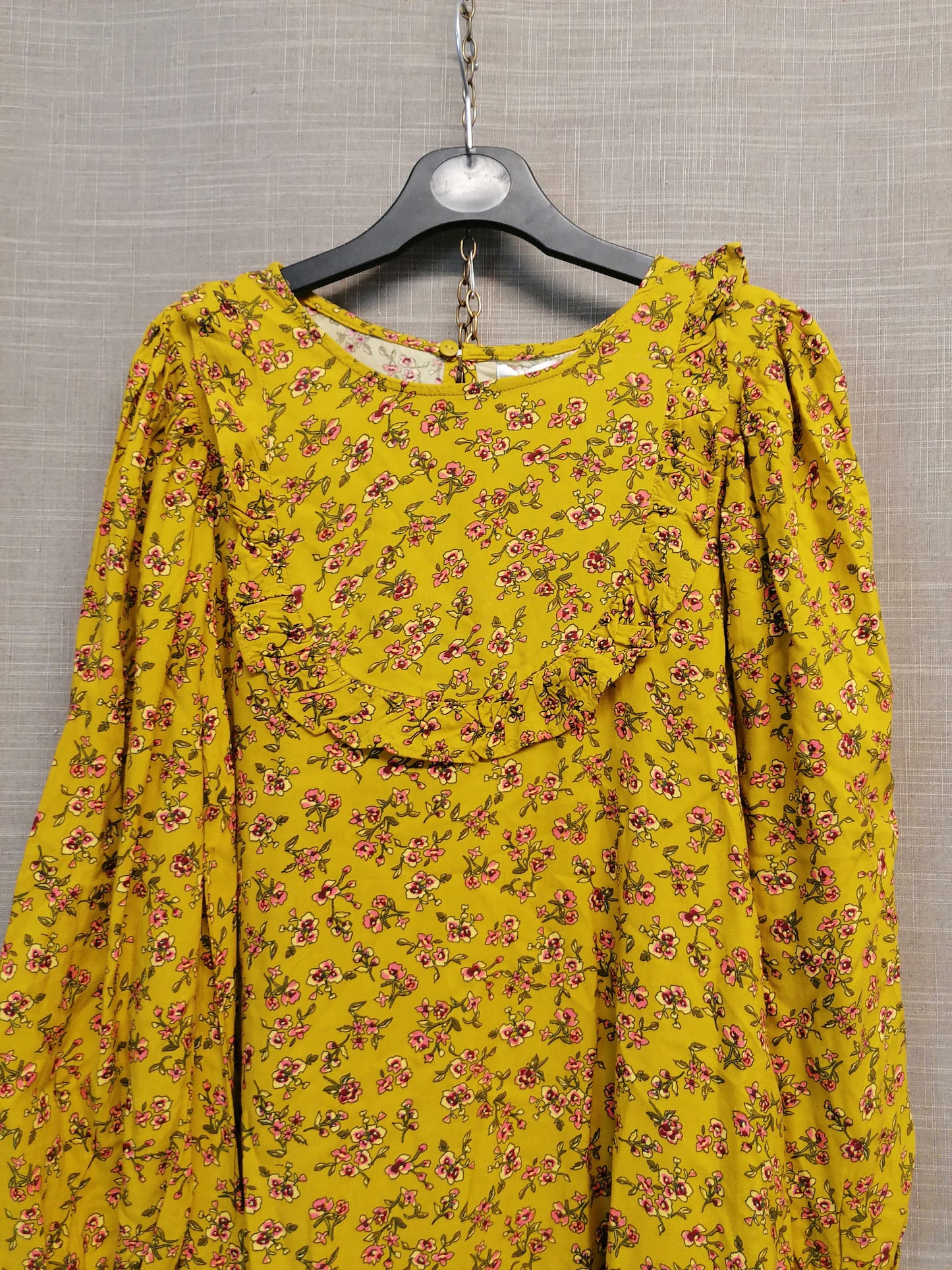 Next Girls Mustard Floral Long Sleeve Dress 9 years New