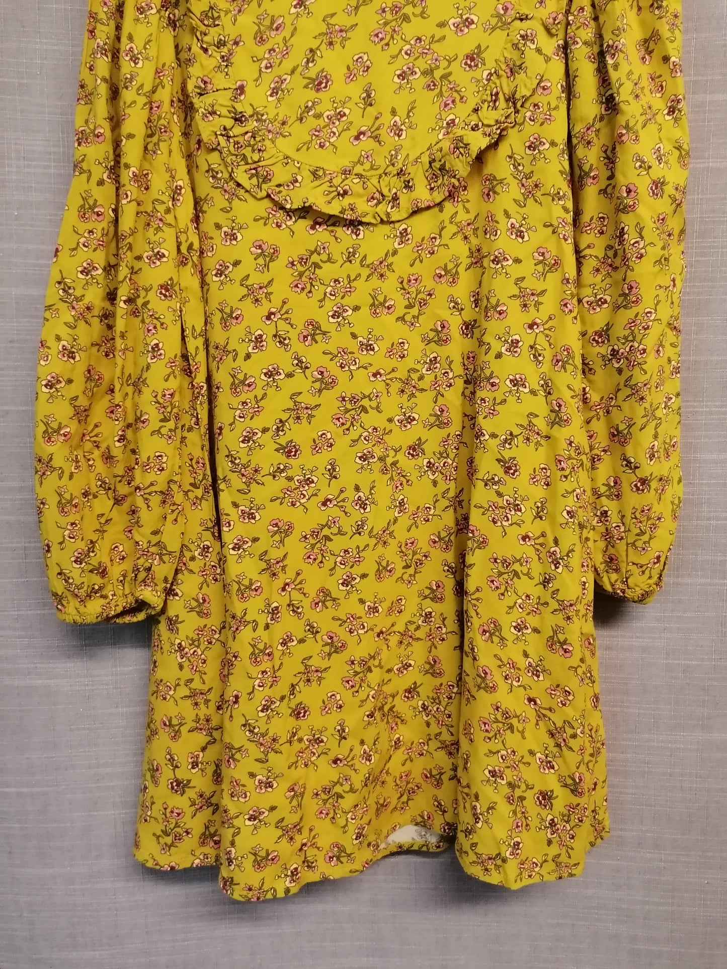 Next Girls Mustard Floral Long Sleeve Dress 9 years New