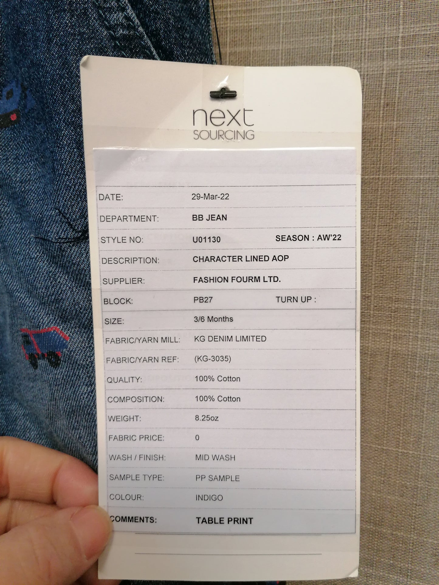 Next Boys Jeans Age 3-6 Months Sample Stock