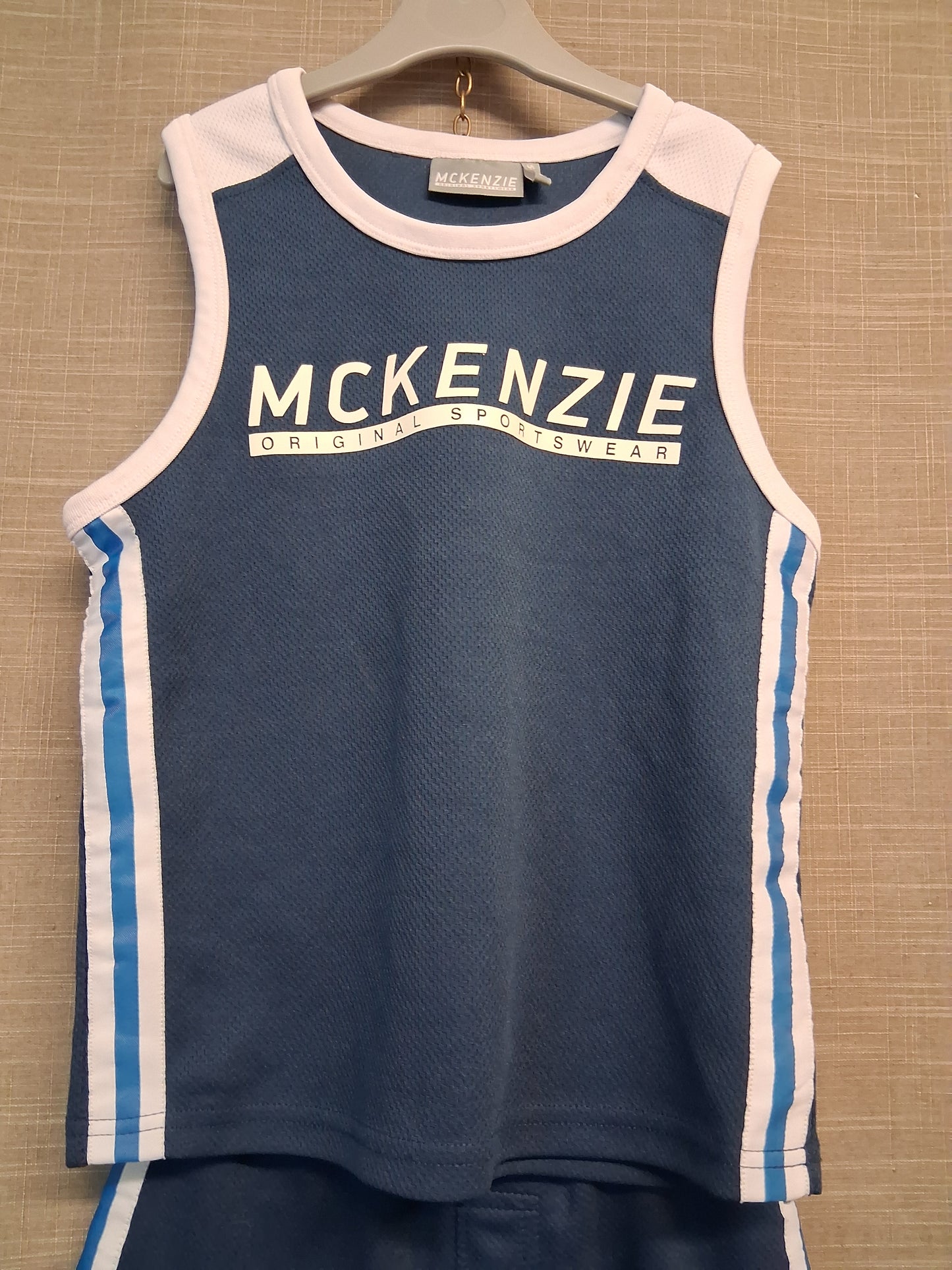 Mckenzie Boys Blue 2 Piece Set Basketball Style Shorts Vest Top