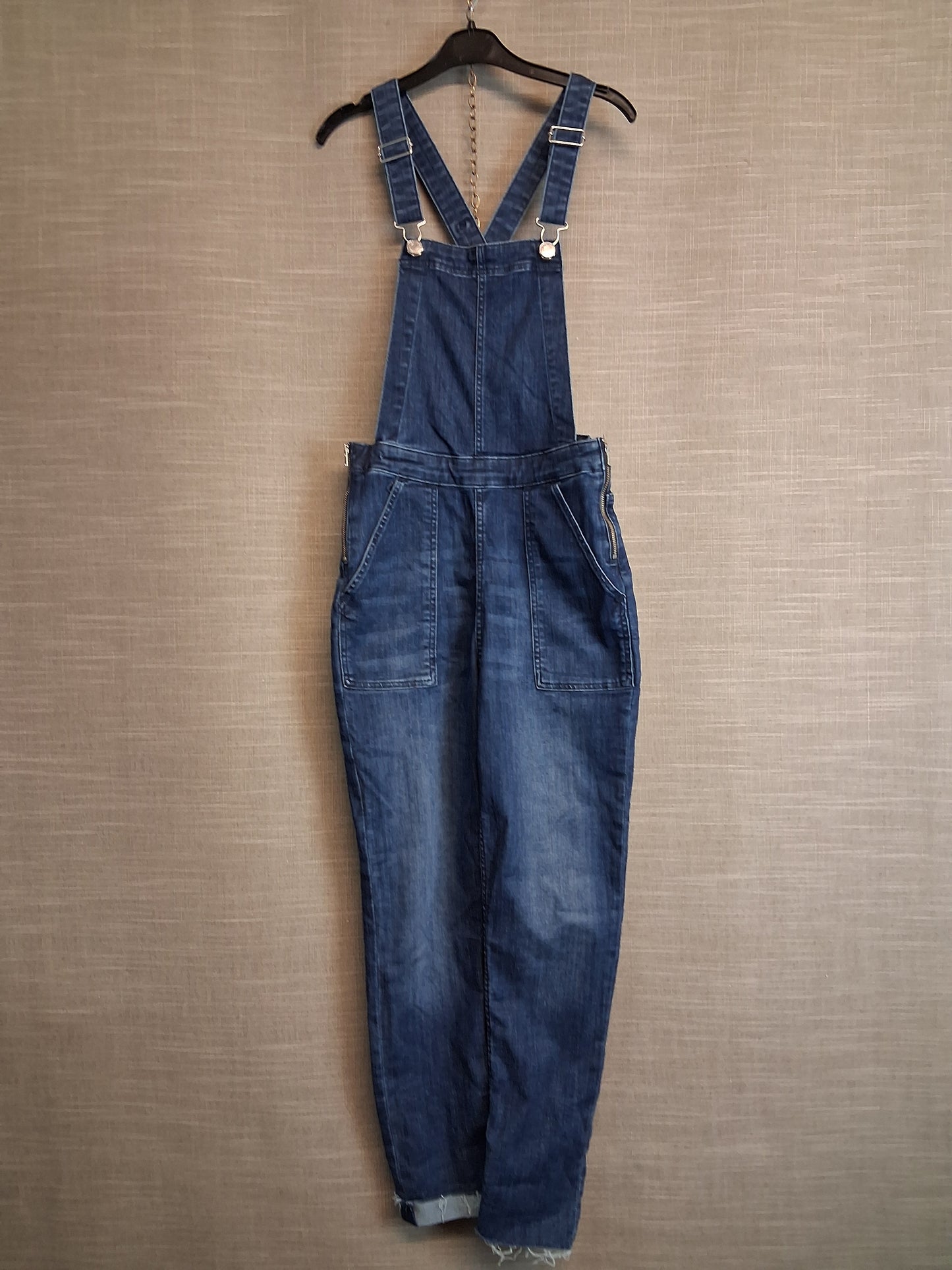 H&M Girls Denim Blue Dungarees Blue Frayed Hem Age 11-12 Years