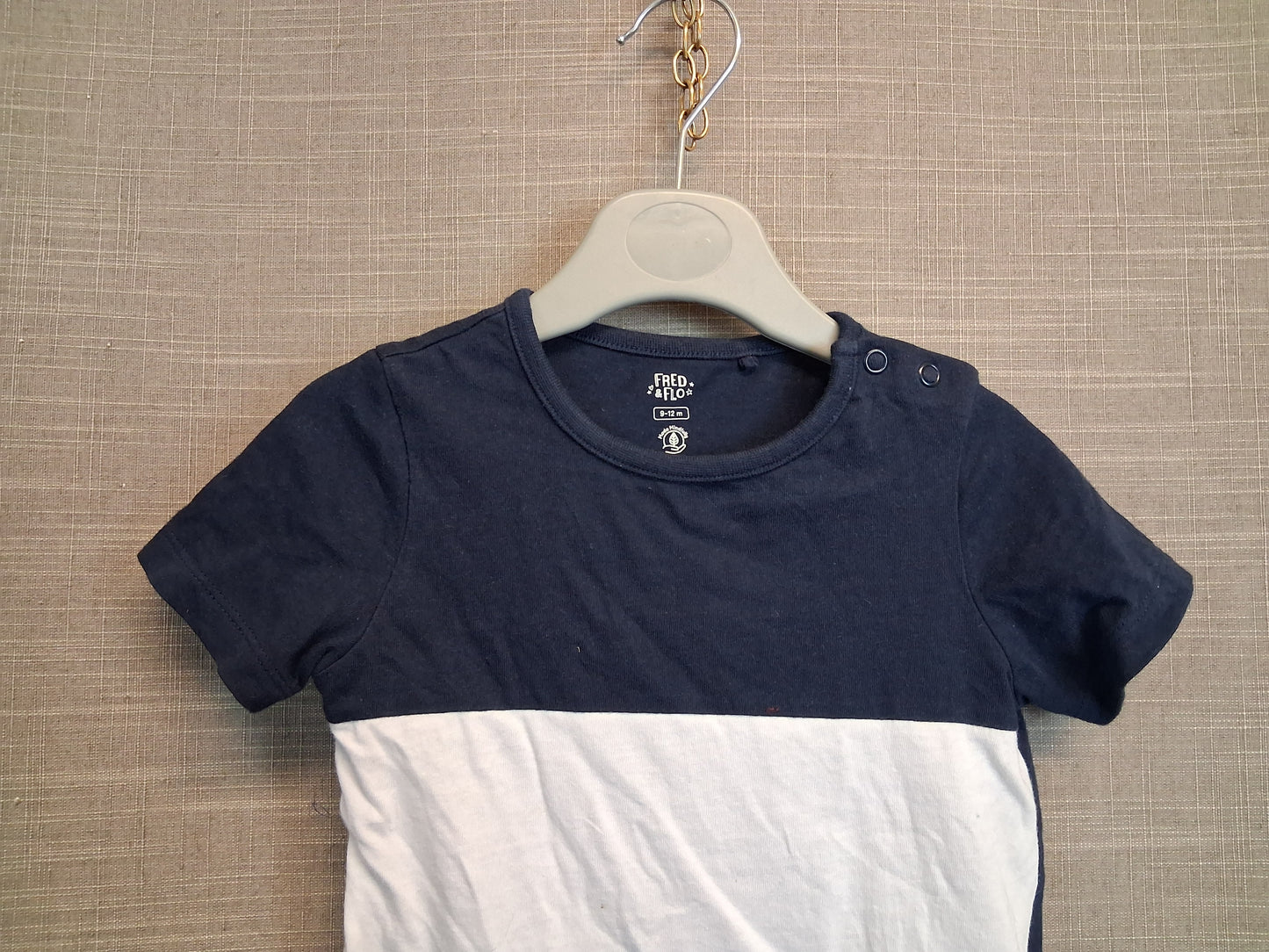 F&F Boys Blue Stripe Short Sleeve T-Shirt Age 9-12 Months