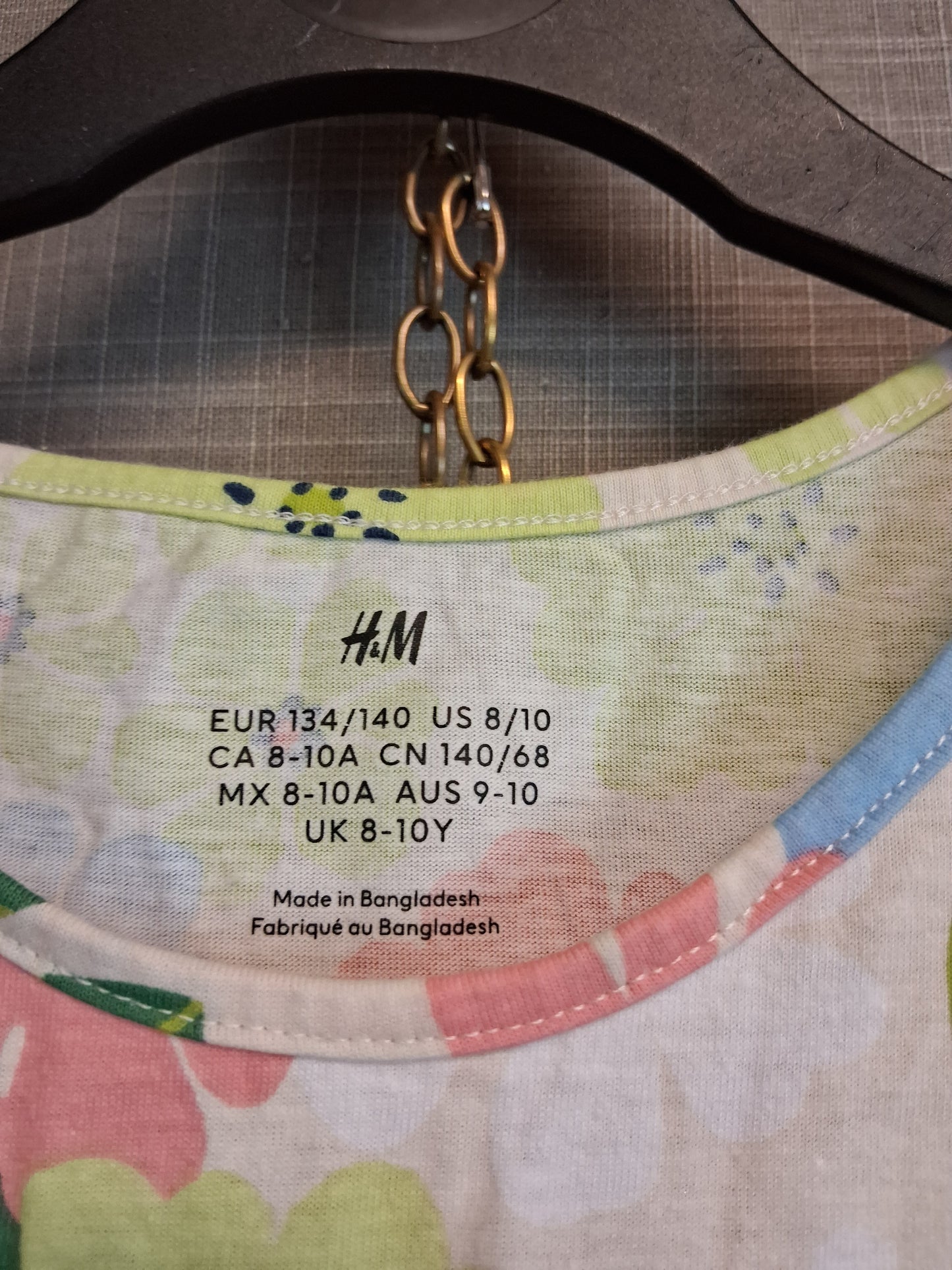 H&M Girls Sleeveless Jersey Floral Sun Dress Age 8-10 Years