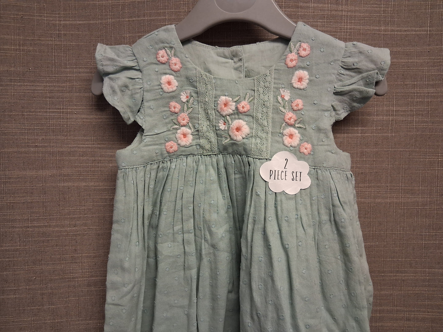 George Girls A Line Green Embroidered Floral Dress Lined Age 3-6 Months New