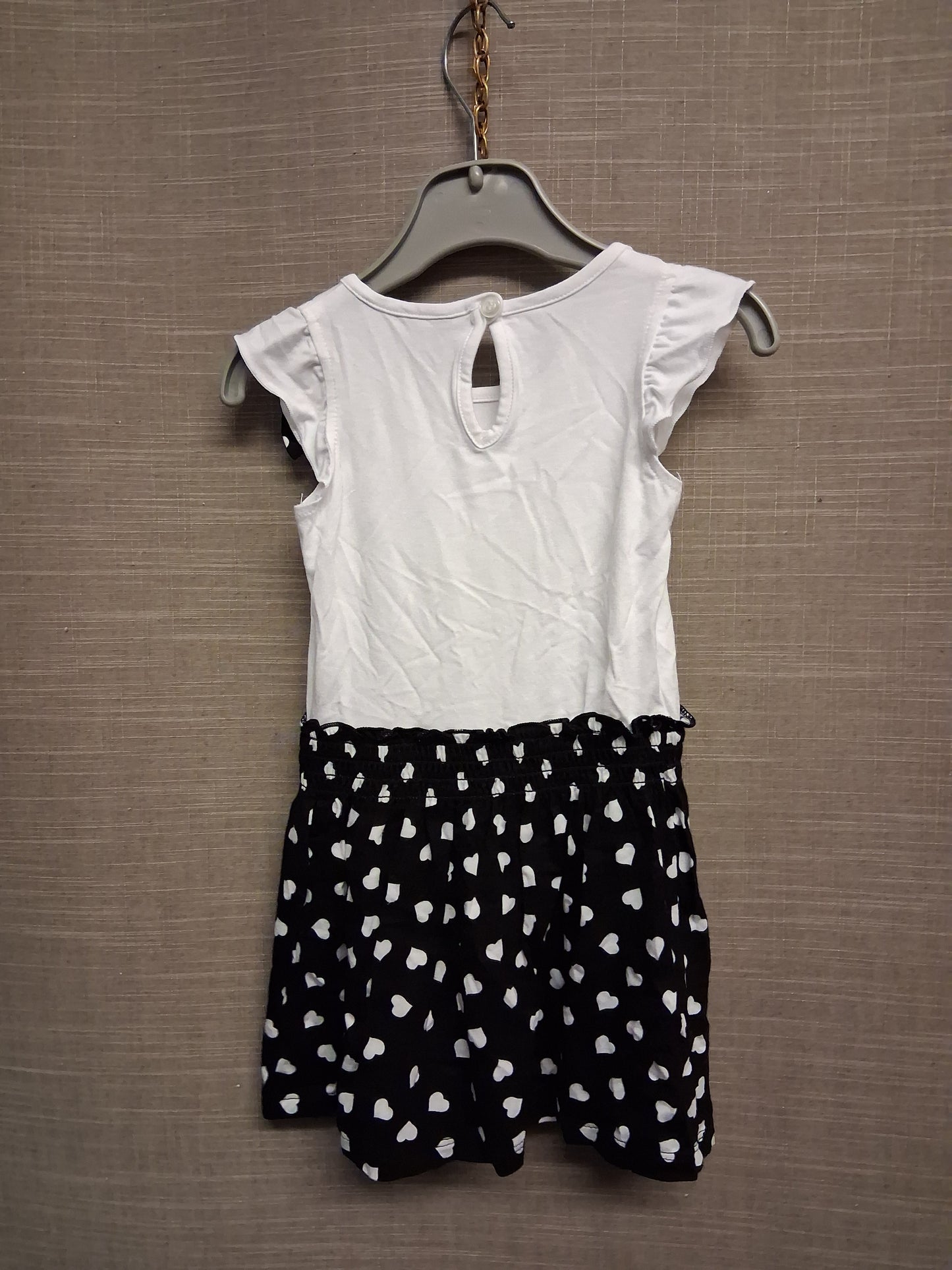 George Girls Black White Jersey T-Shirt Dress Age 12-18 Months