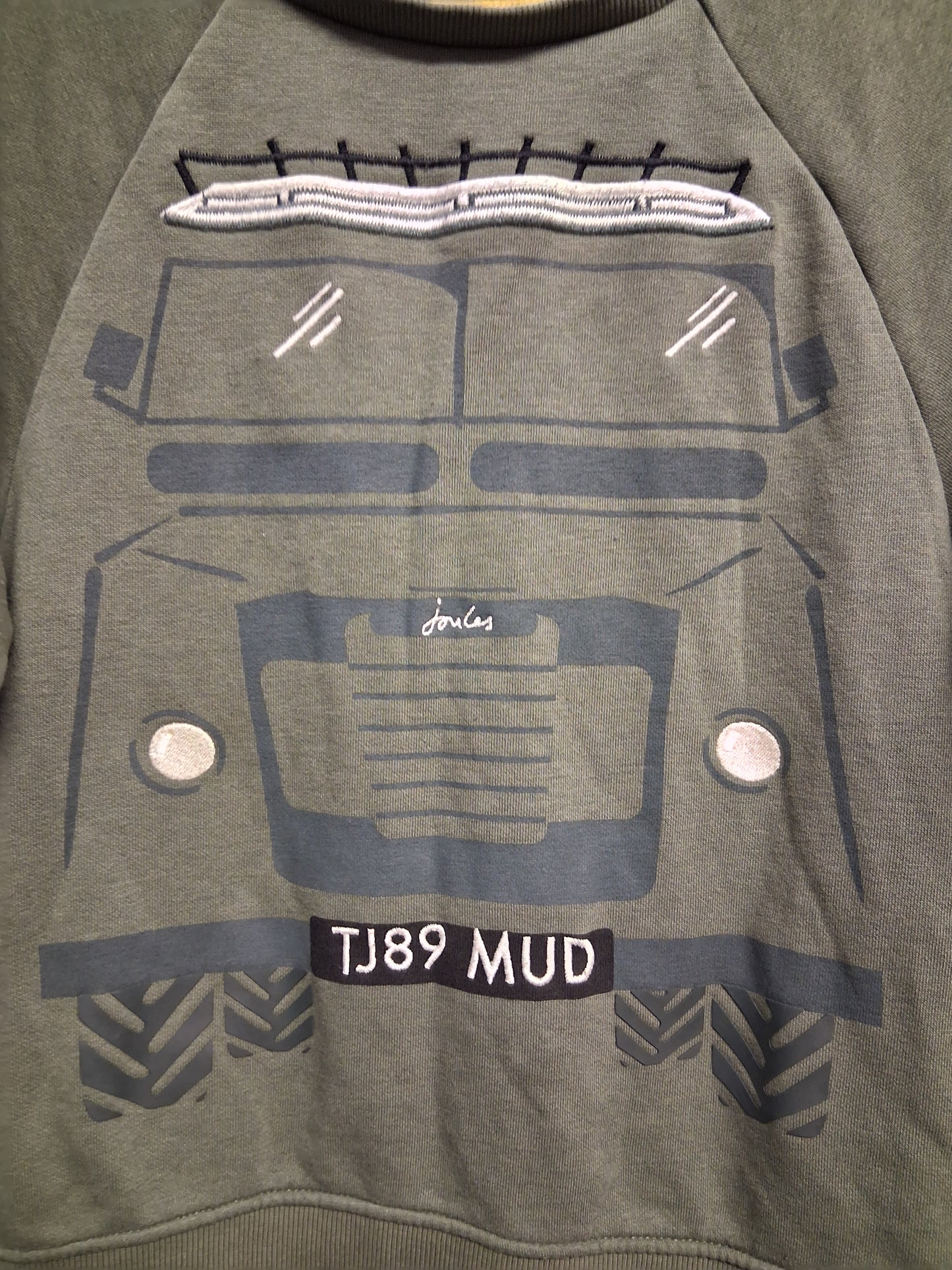 Joules Boys Land-Rover Theme Khaki Sweater Crew Neck Long Sleeve Age 7 Years