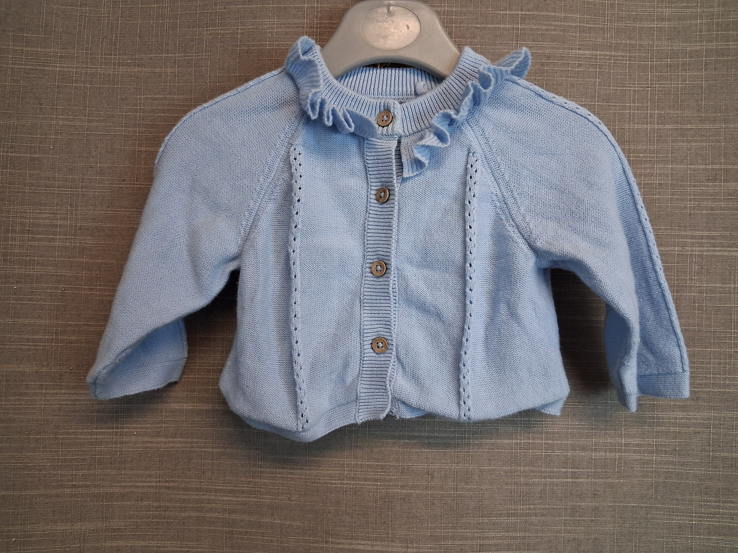 TU Girls Pale Blue Knitted Cardigan Age 3-6 Months