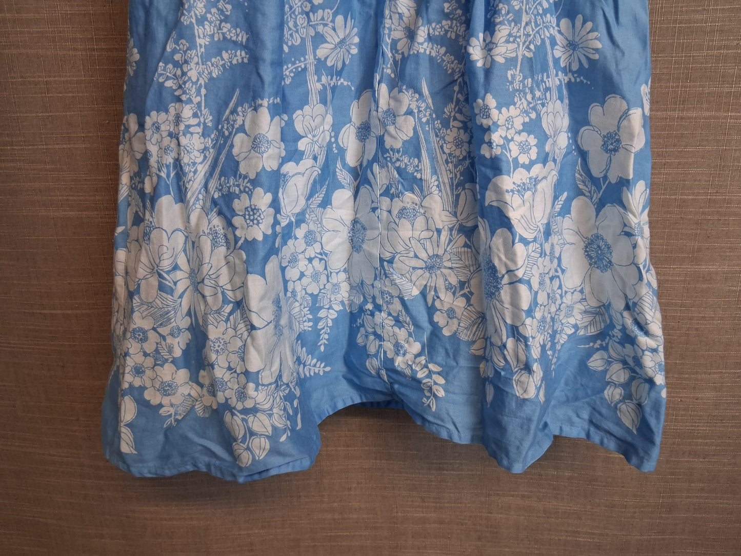 Monsoon Girls Blue Floral Sleeveless Dress Age 8 Years Cotton Sequins