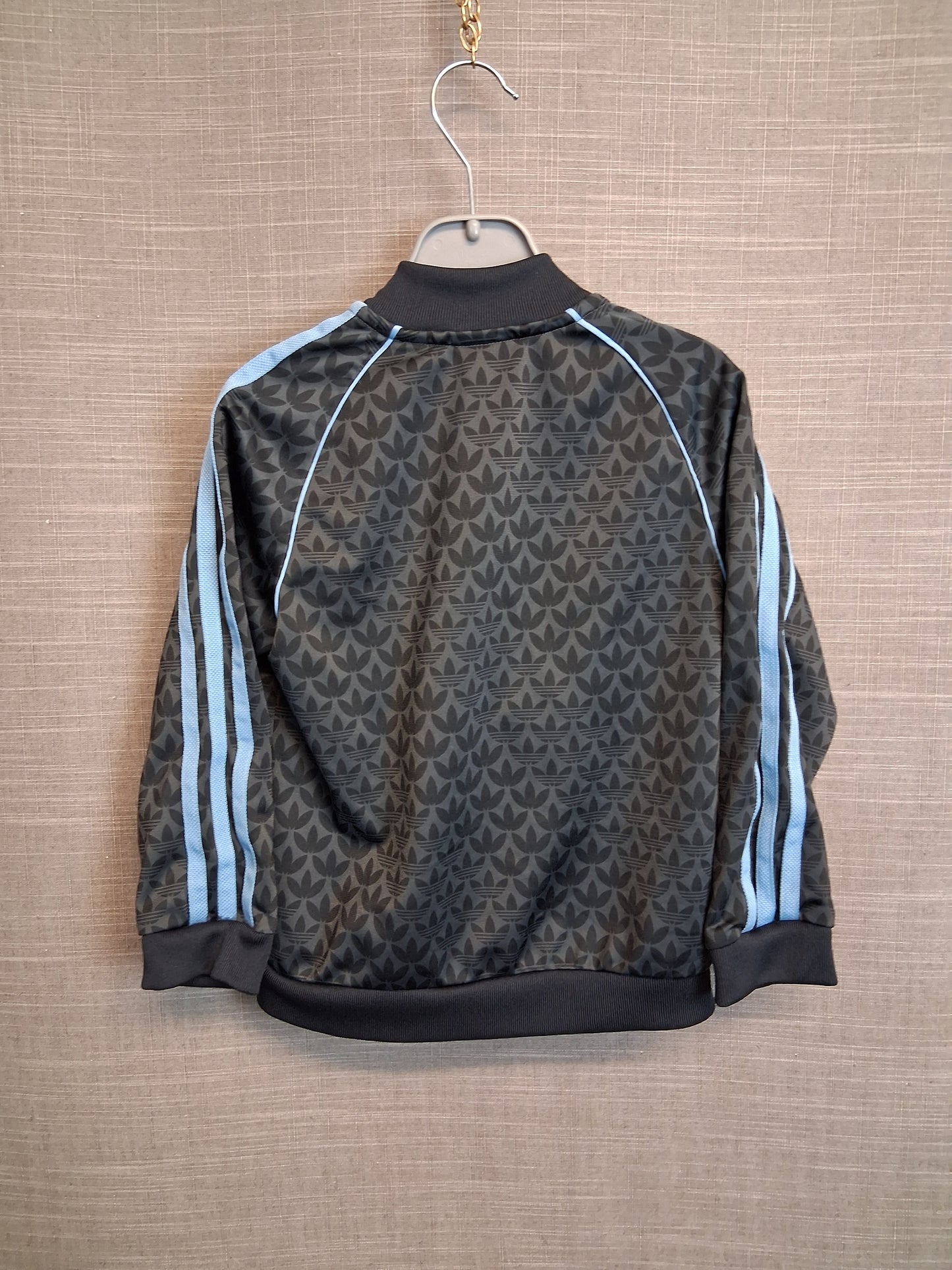 Adidas Boys Full Zip Jacket Black 3 Stripe Age 4-5 Years New Without Tags