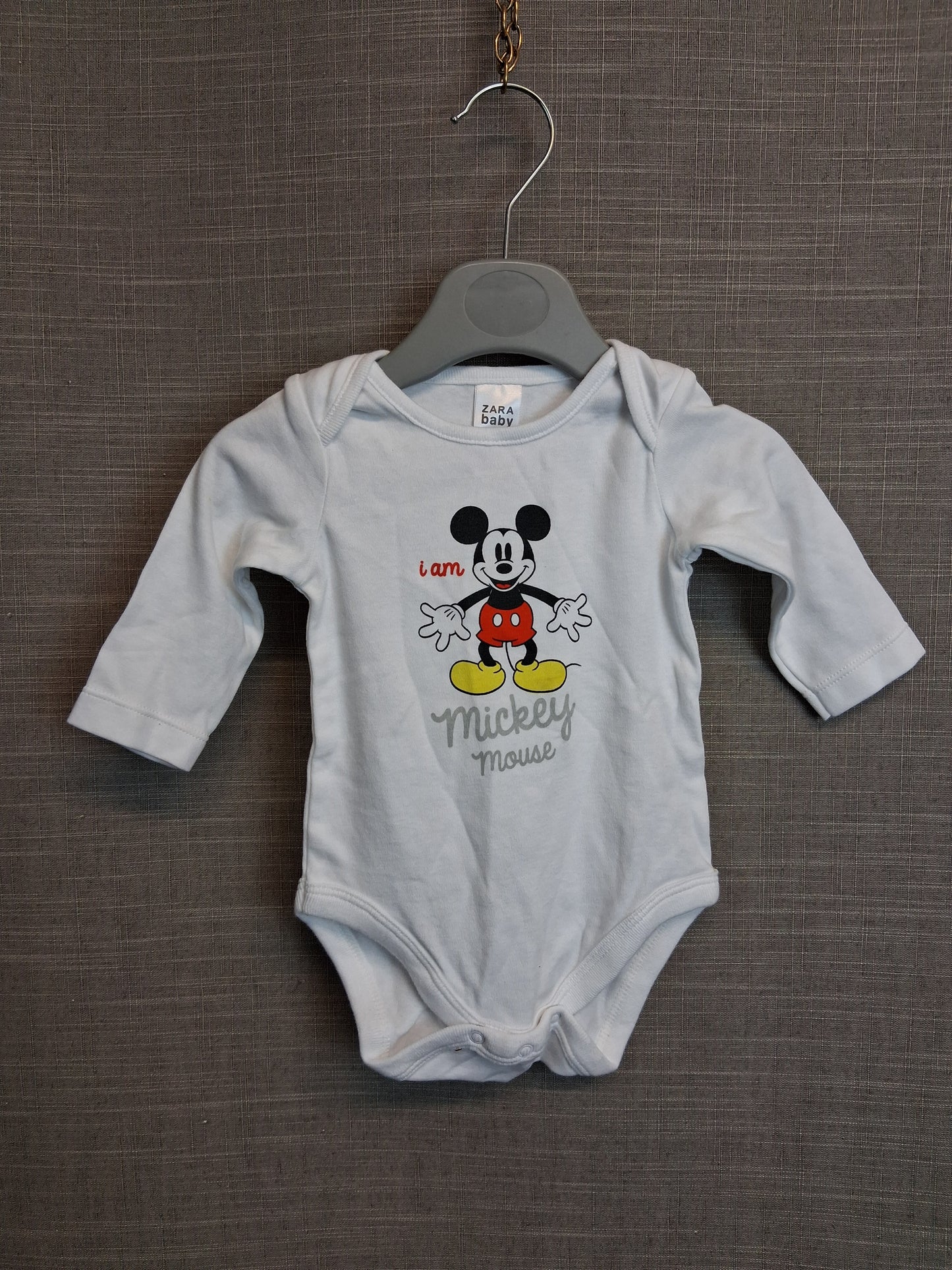 Zara Disney Boys Mickey Mouse Long Sleeve Bodysuit Age 0-3 Months
