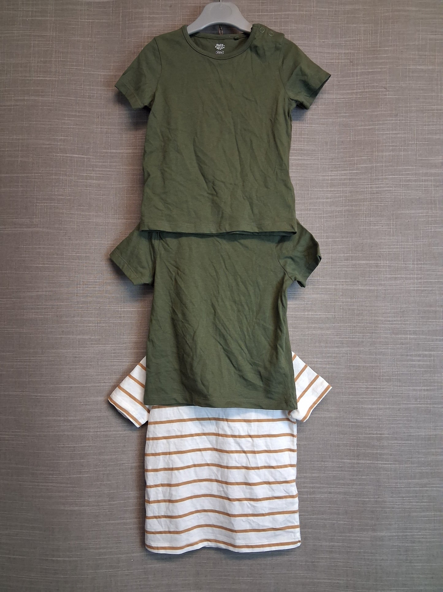 F&F 3 Pack T-Shirt Jersey Age 12-18 Months Khaki Green and Orange White