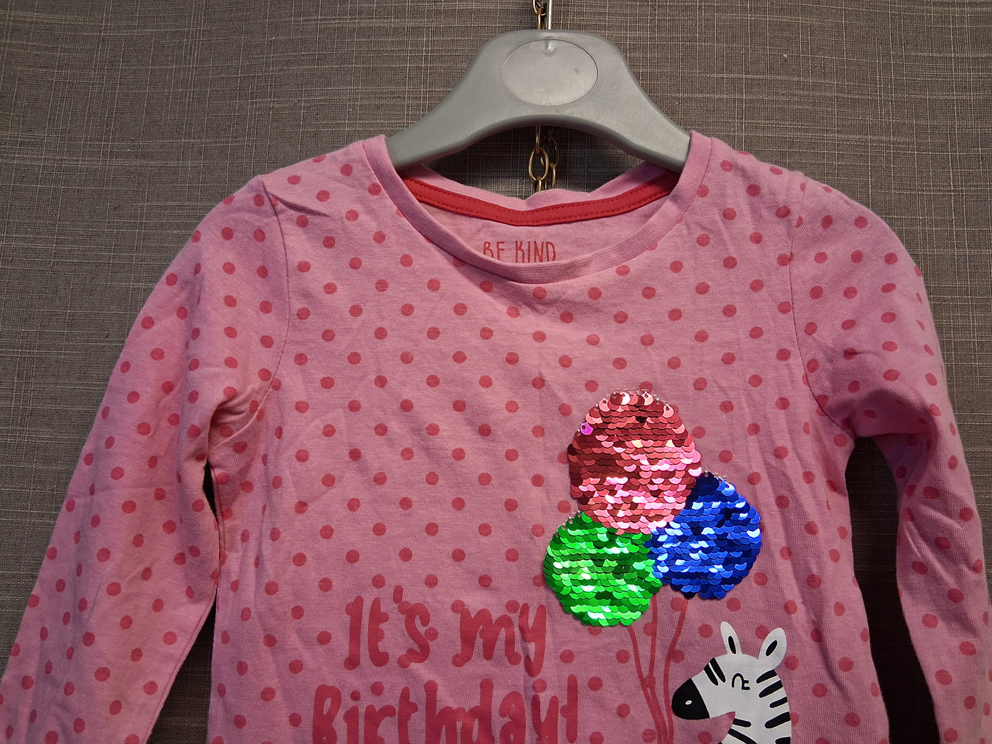 Matalan Girls Pink Long Sleeve T-Shirt "It's my Birthday" Age 9-12 Months