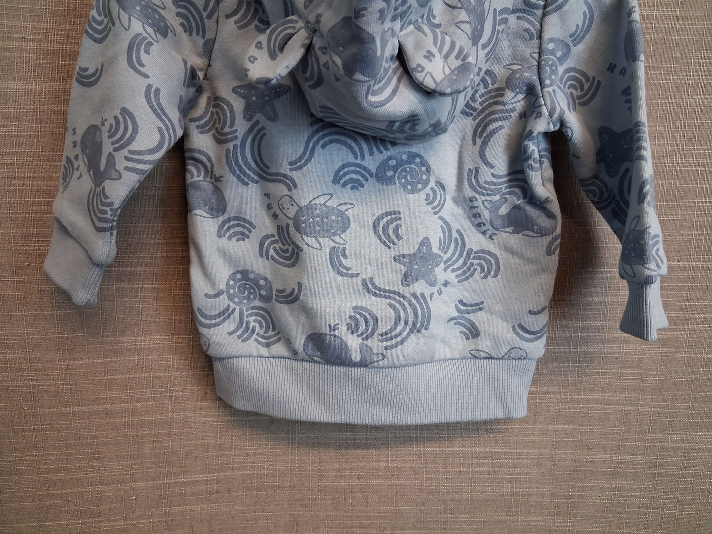 George Boys Blue Full Zip Hoodie Sealife Theme Age 3-6 Months