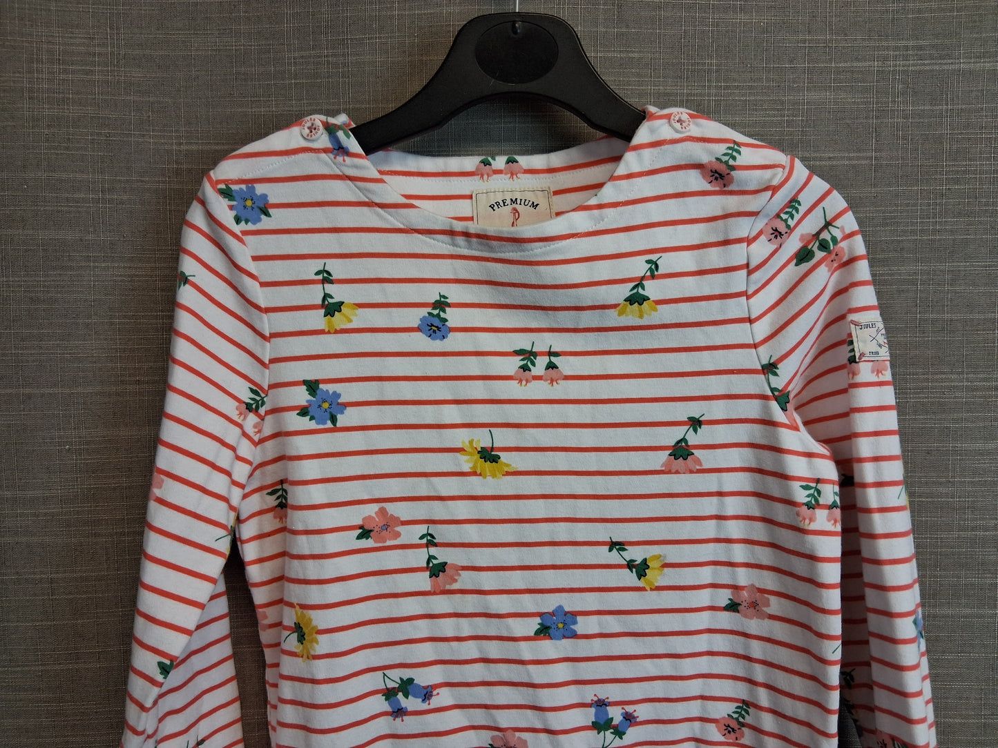 Joules Girls Long Sleeve Top Striped Floral Jersey Age 8 Years