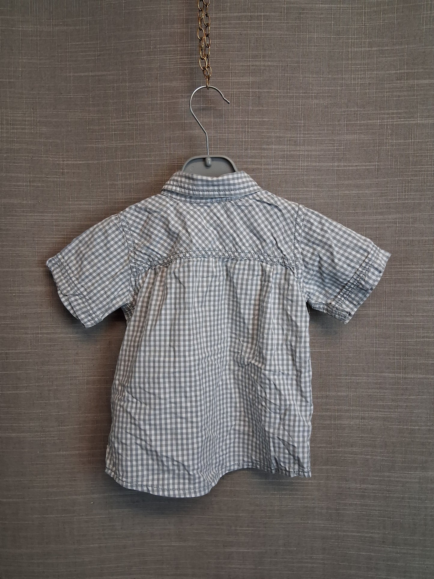 Nutmeg Boys Grey Check Shirt Short Sleeve Age 18-24 Months