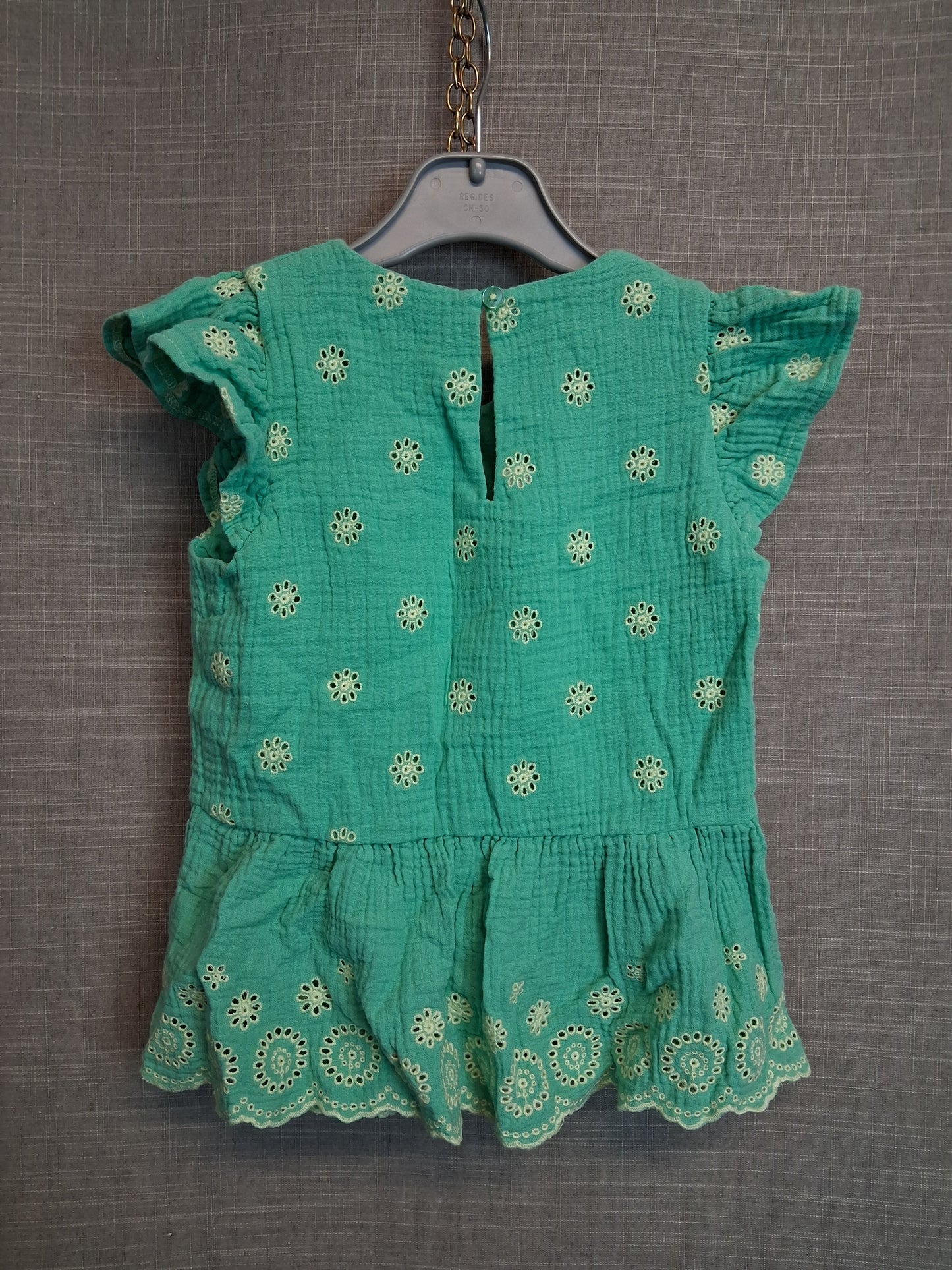 Nutmeg Girls Green Floral Peplum Top Cap Sleeve Age 6-7 Years