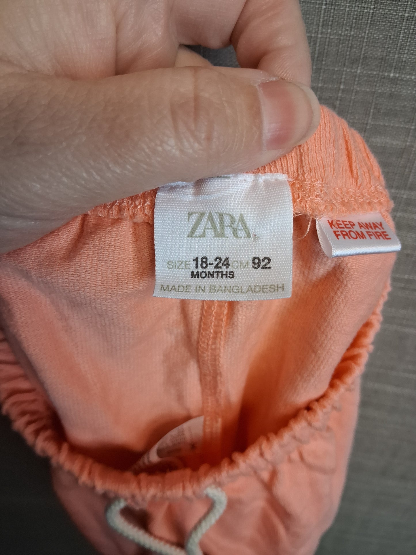 Zara Girls Orange 2 Piece Outfit Shorts And T-Shirt Age 18-24 Months New