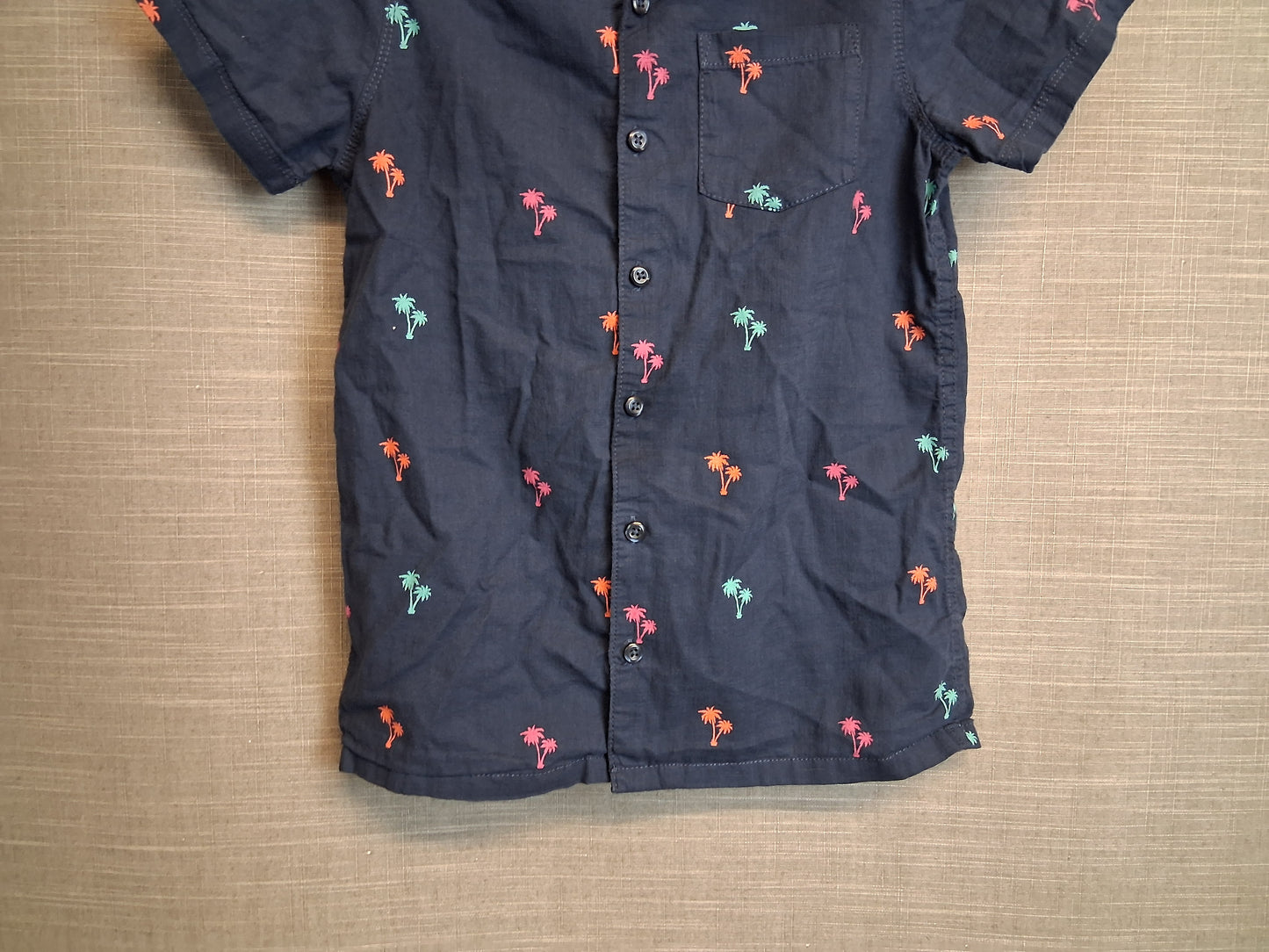 TU Boys Blue Palm Tree Short Sleeve Shirt Age 10 Years