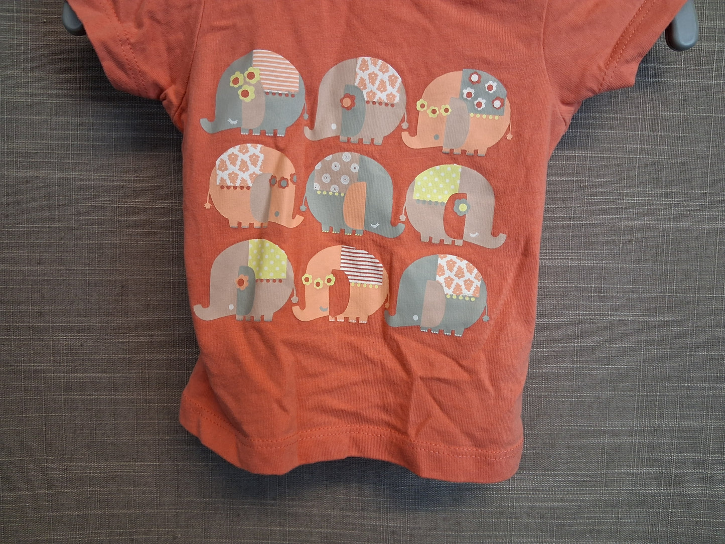 Nutmeg Girls Elephant Theme T-Shirt Short Orange Sleeve Age Newborn