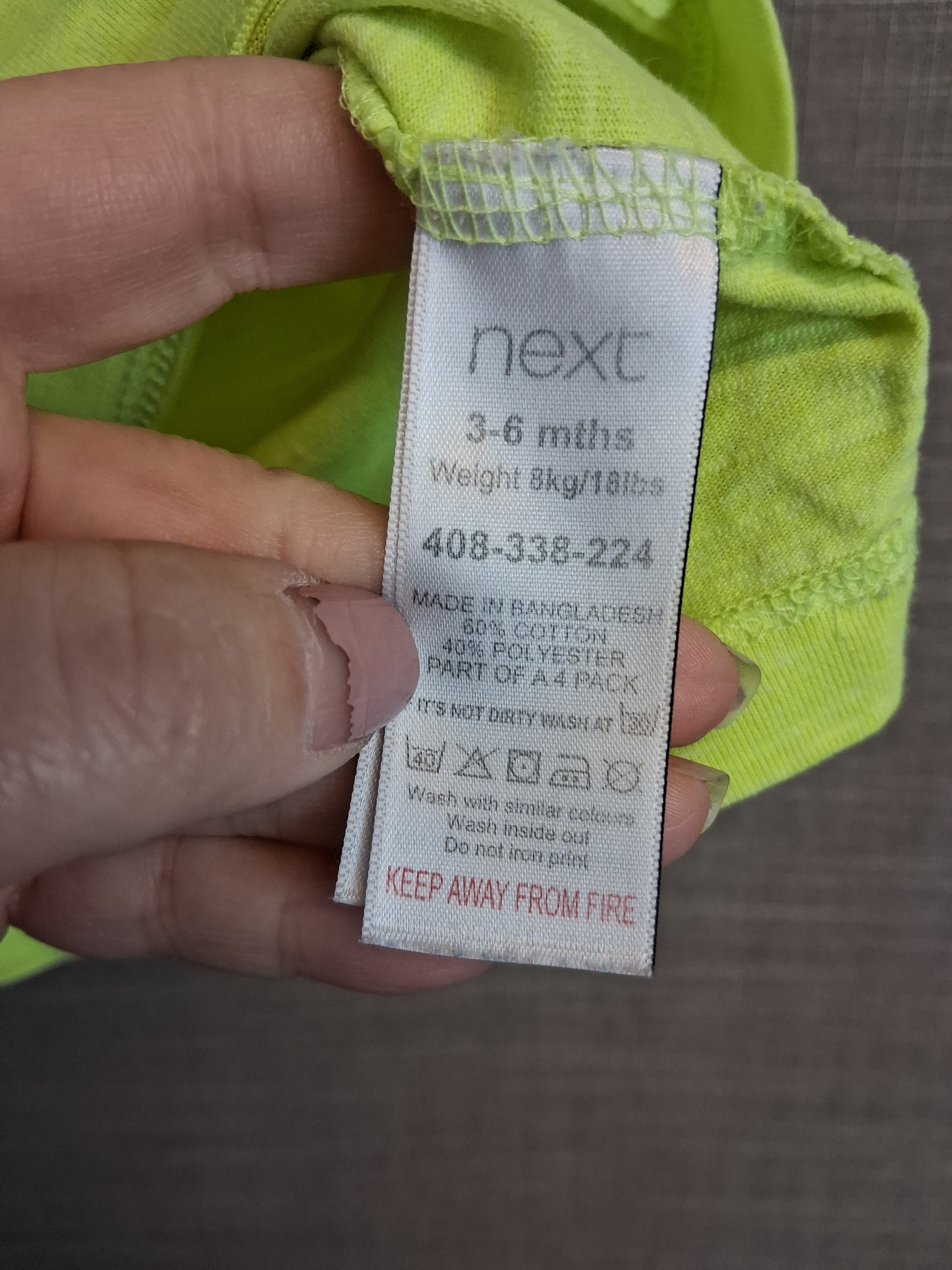 Next Boys Neon Yellow Short Sleeve T-Shirt Age 3-6 Months