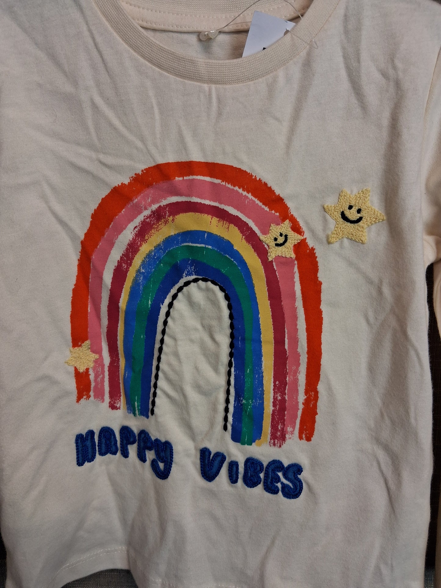 George Girls Long Sleeve T-Shirt Cream Rainbow T-Shirt Age 2-3 Years New