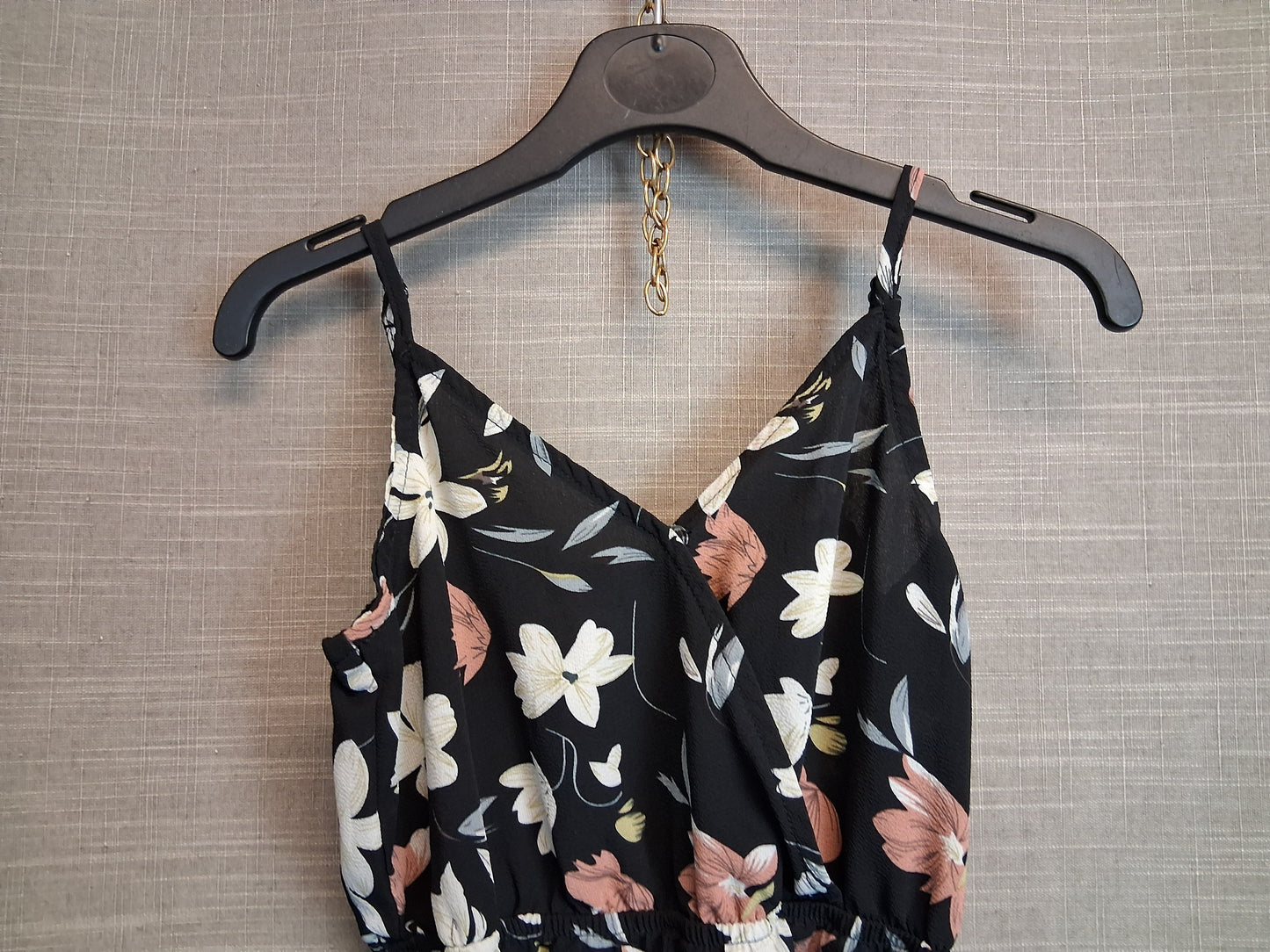 Shein Girls Black Floral Playsuit Age 8-9 Years