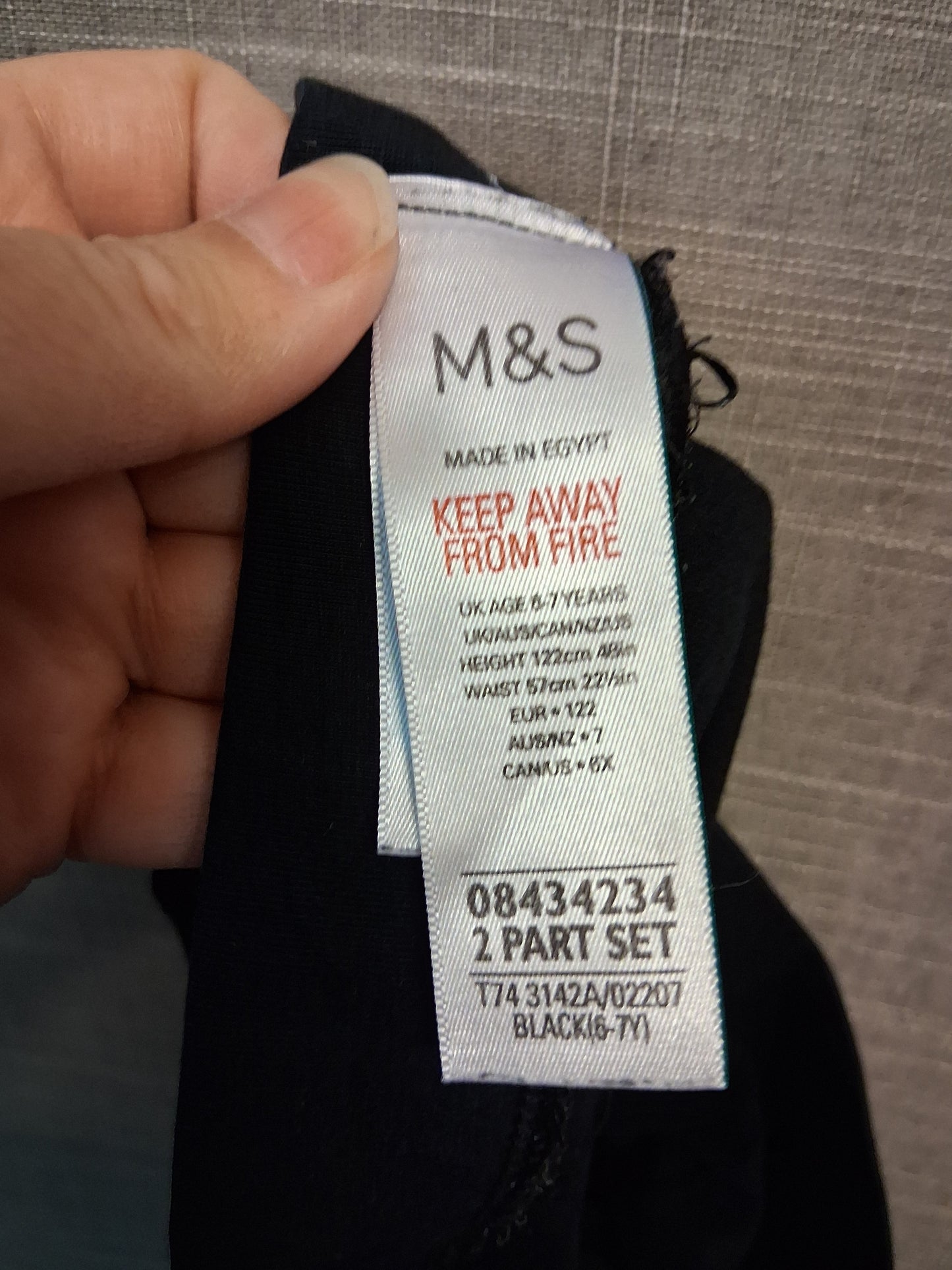 Marks and Spencer Girls Black Leggings Jersey Age 6-7 Years