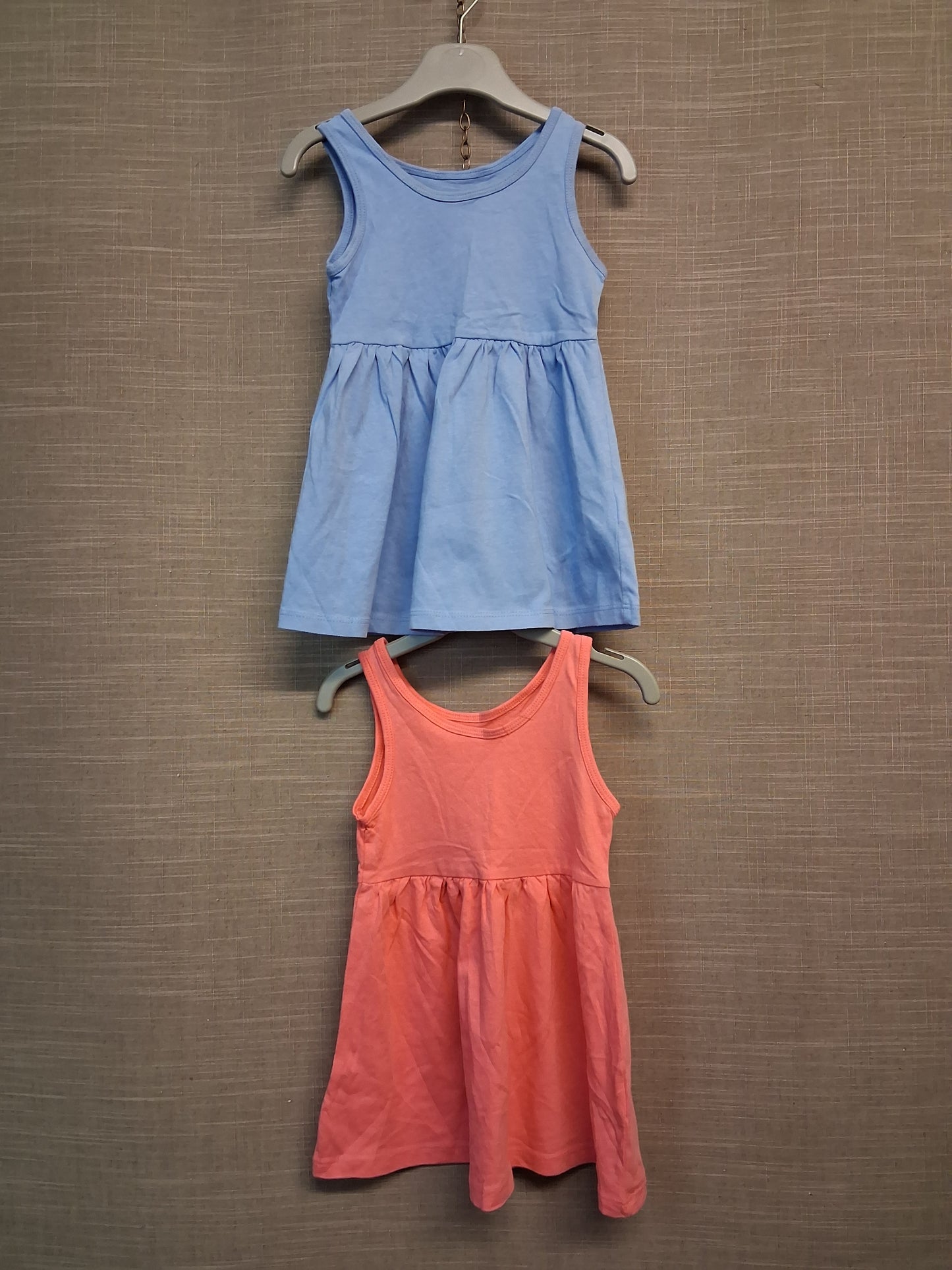Primark Girls Jersey Sundress Age 9-12 Months Blue & Pink 2 Pack