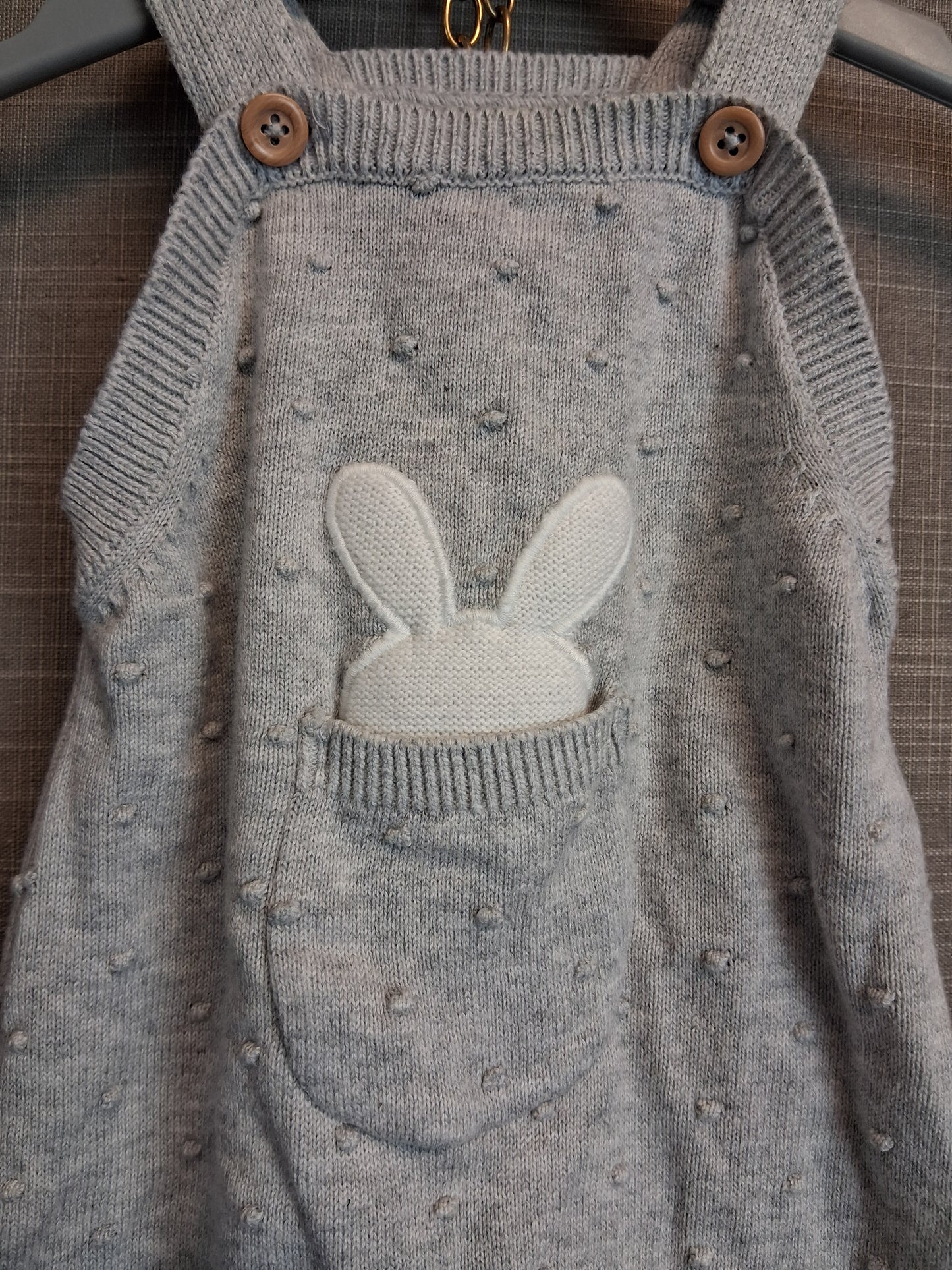 Billie Faiers Boys Grey Knitted Bunny Dungarees Age Tiny Baby