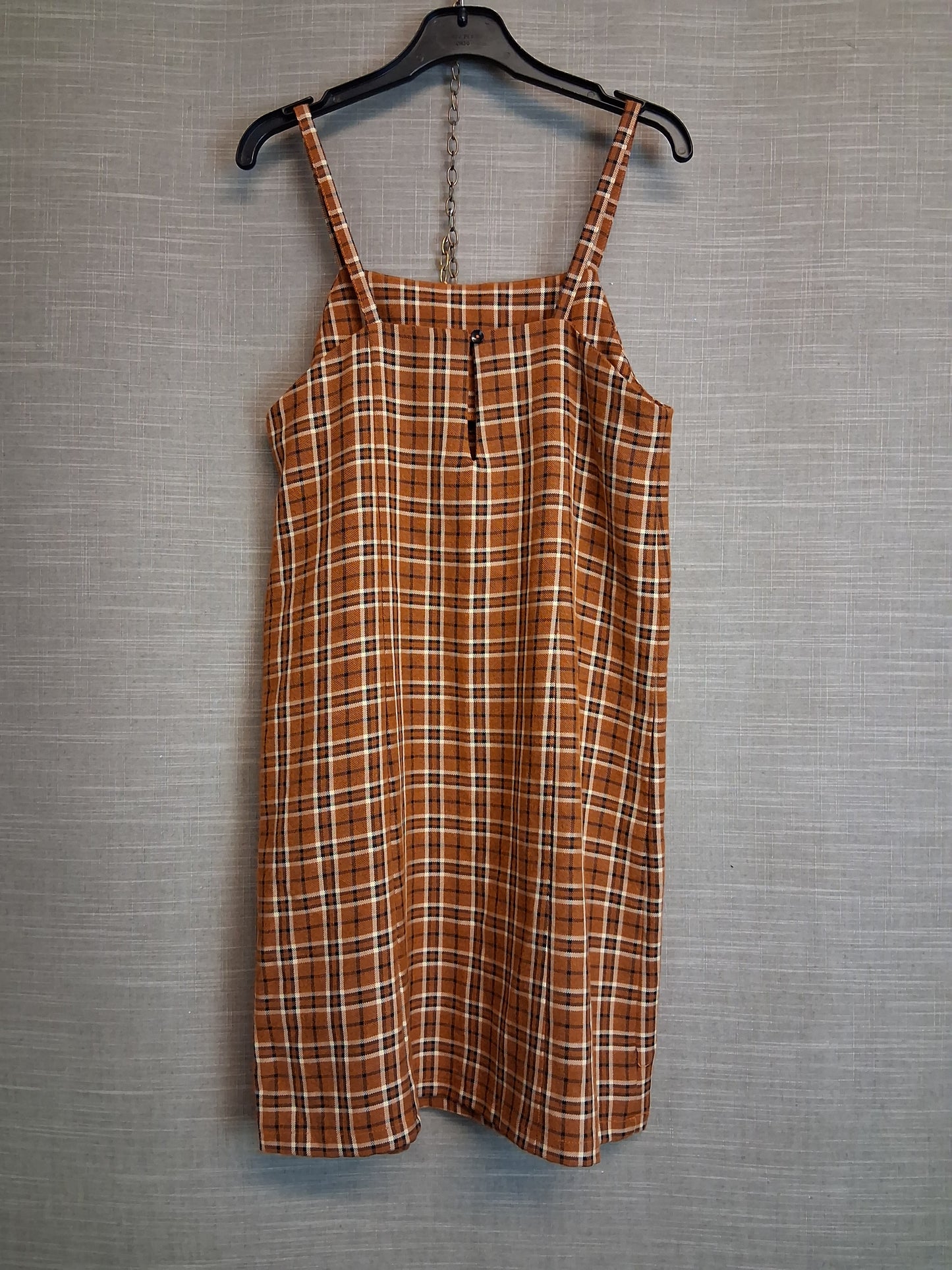 F&F Girls Orange Brown Check Pinafore Dress Age 11-12 Years