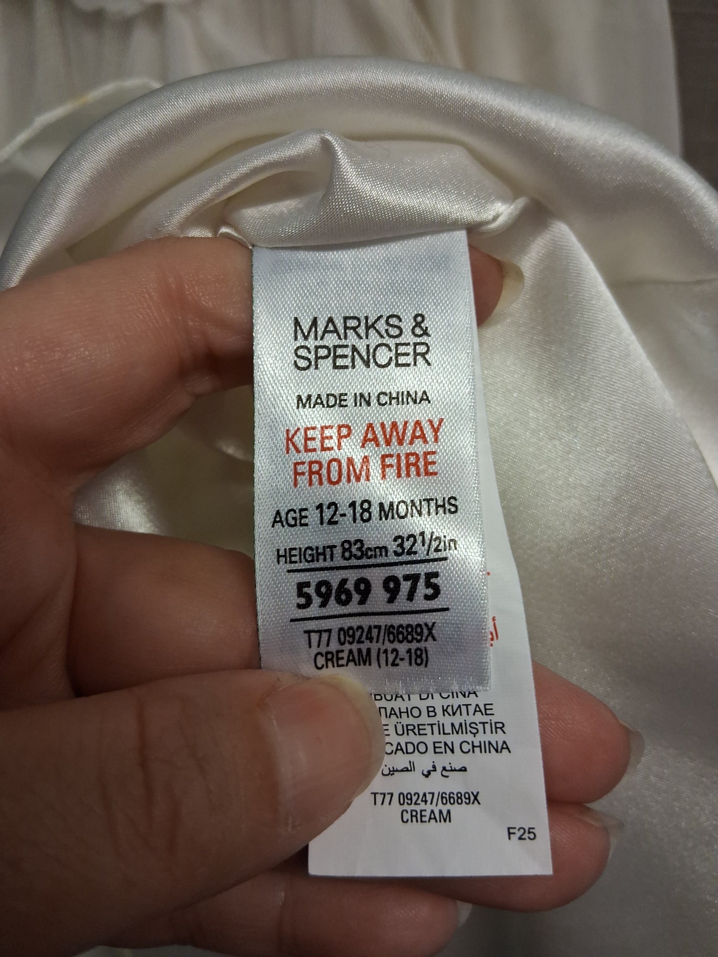 Autograph Marks And Spencer Ivory Special Occasion Dress Age 12-18 Months Sequin Trim