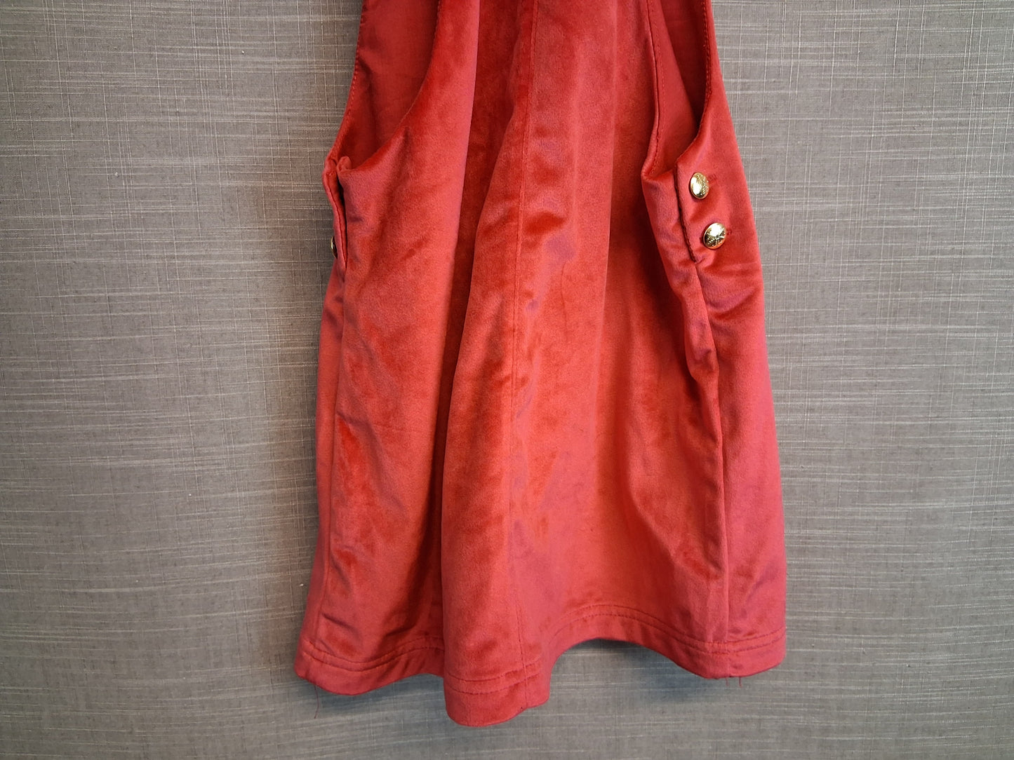 Tahari Girls Velour Red Pinafore Dress Age 6-7 Years