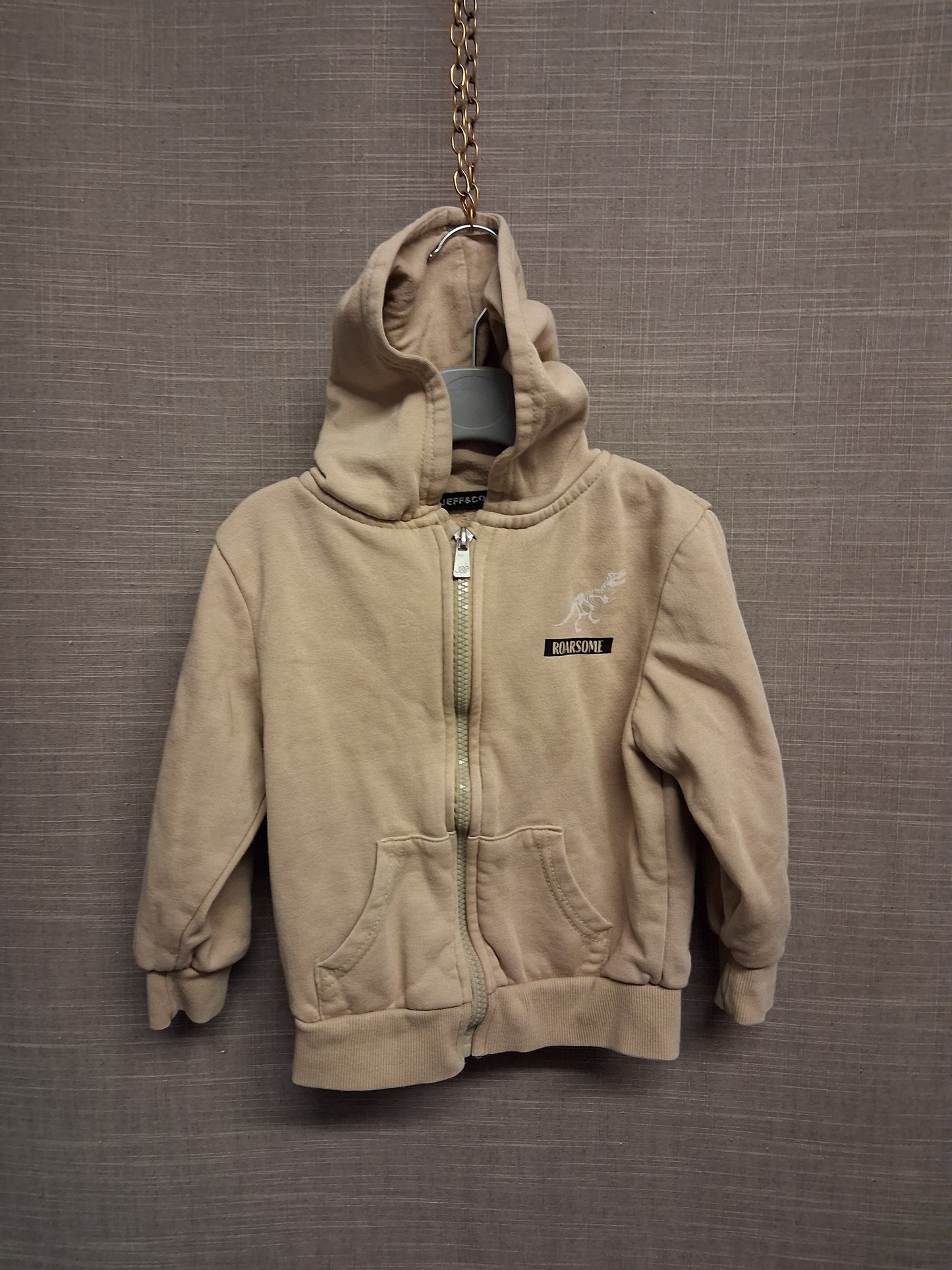 Jeff & Co Dinosaure Theme Beige Full Zip Hoodie Age 3-4 Years