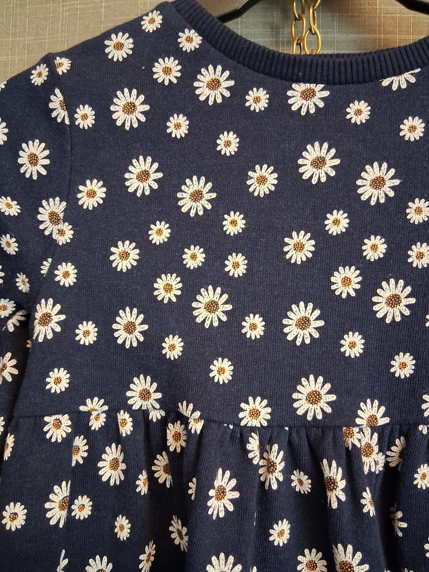F&F Girls Blue Floral Jersey Dress Long Sleeve Age 3-4 Years