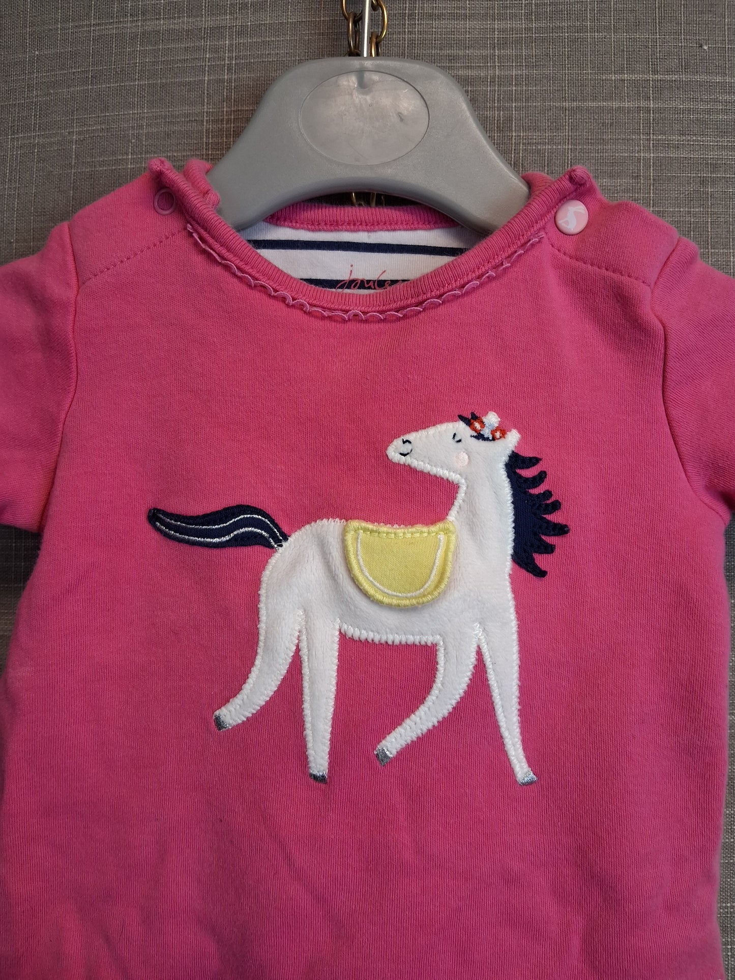 Joules Girls "Poppy" Pink Horse T-Shirt Age 0-3 Months