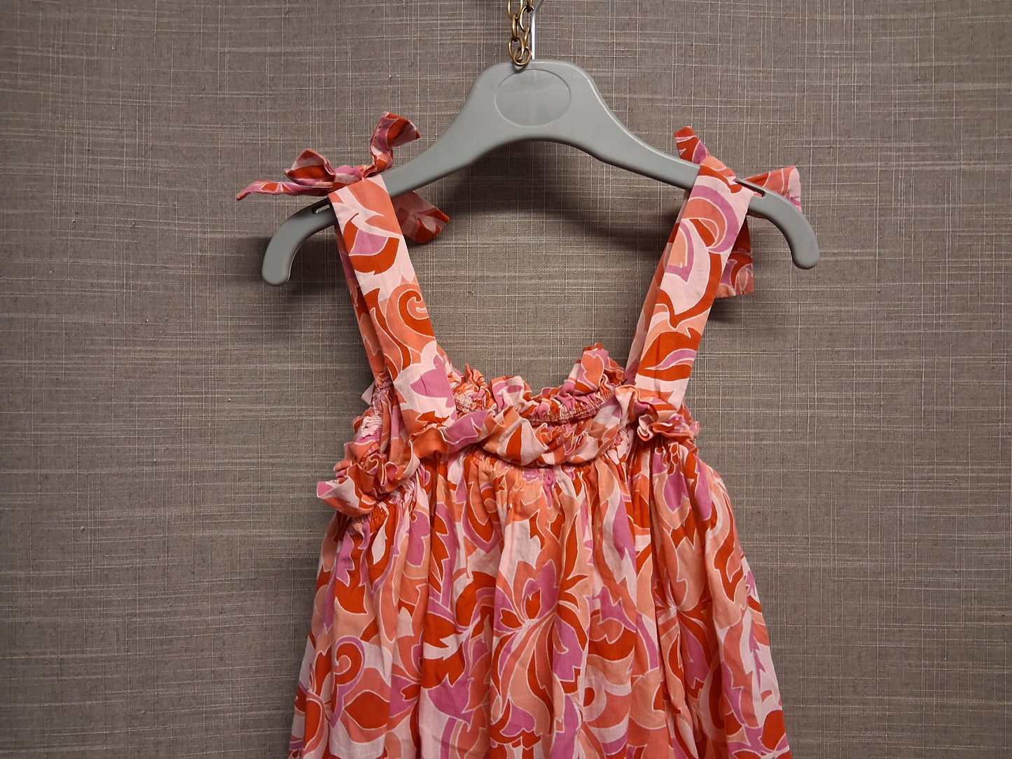 Next Girls Red Floral Sleeveless Oversized Loose Fit Age 5 Years