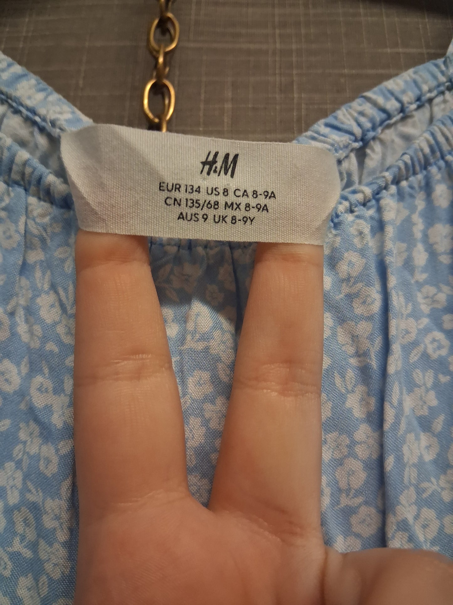 H&M Girls Jumpsuit Blue Floral Age 8-9 Years