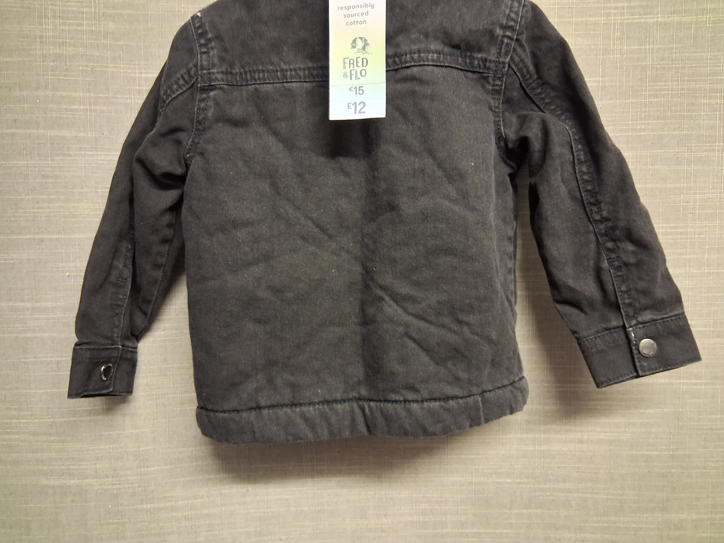 F&F Boys Black Shearling Lined Denim Jacket Age 12-18 Months New